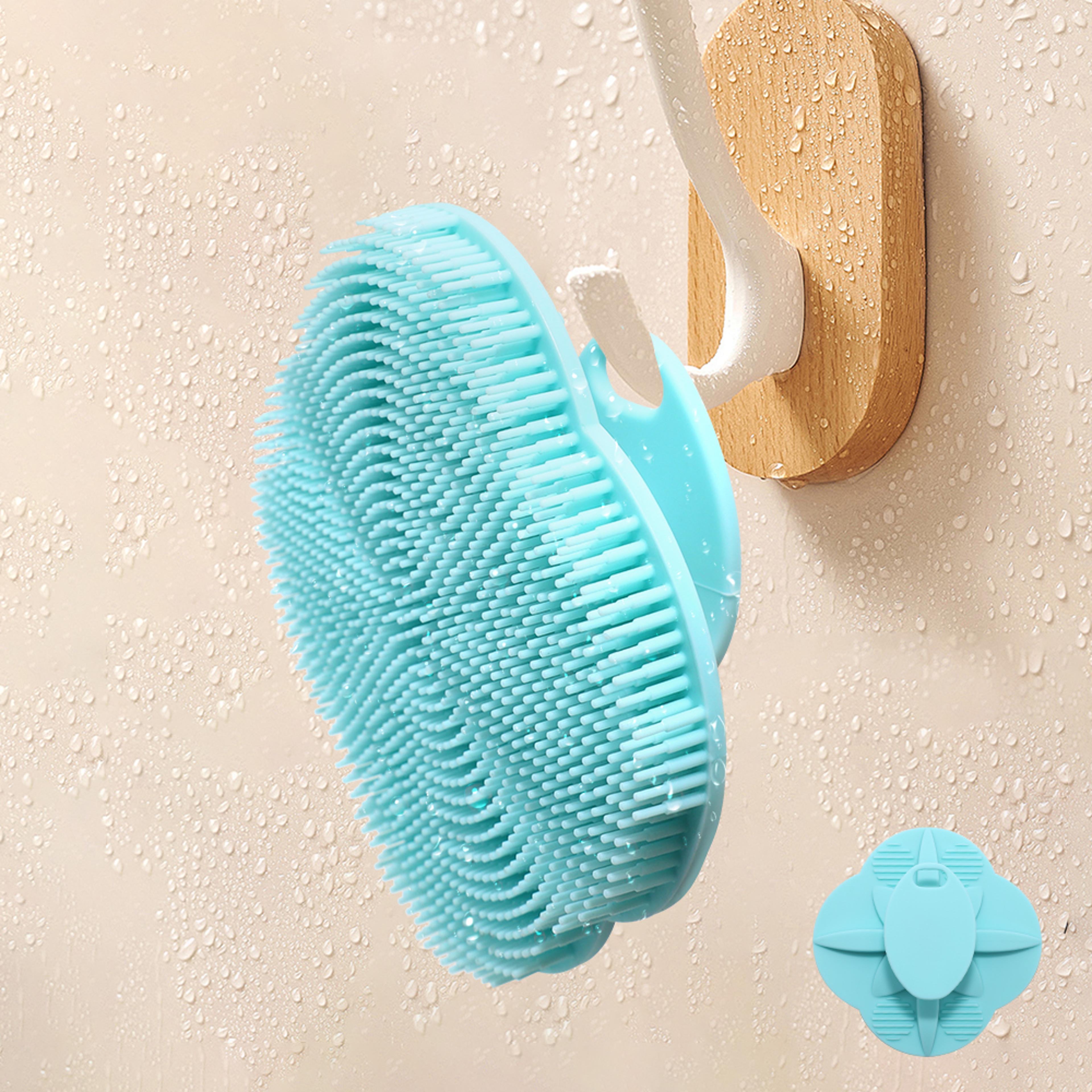 soft silicone body scrubber & shampoo brush exfoliating shower & scalp massager bath tool