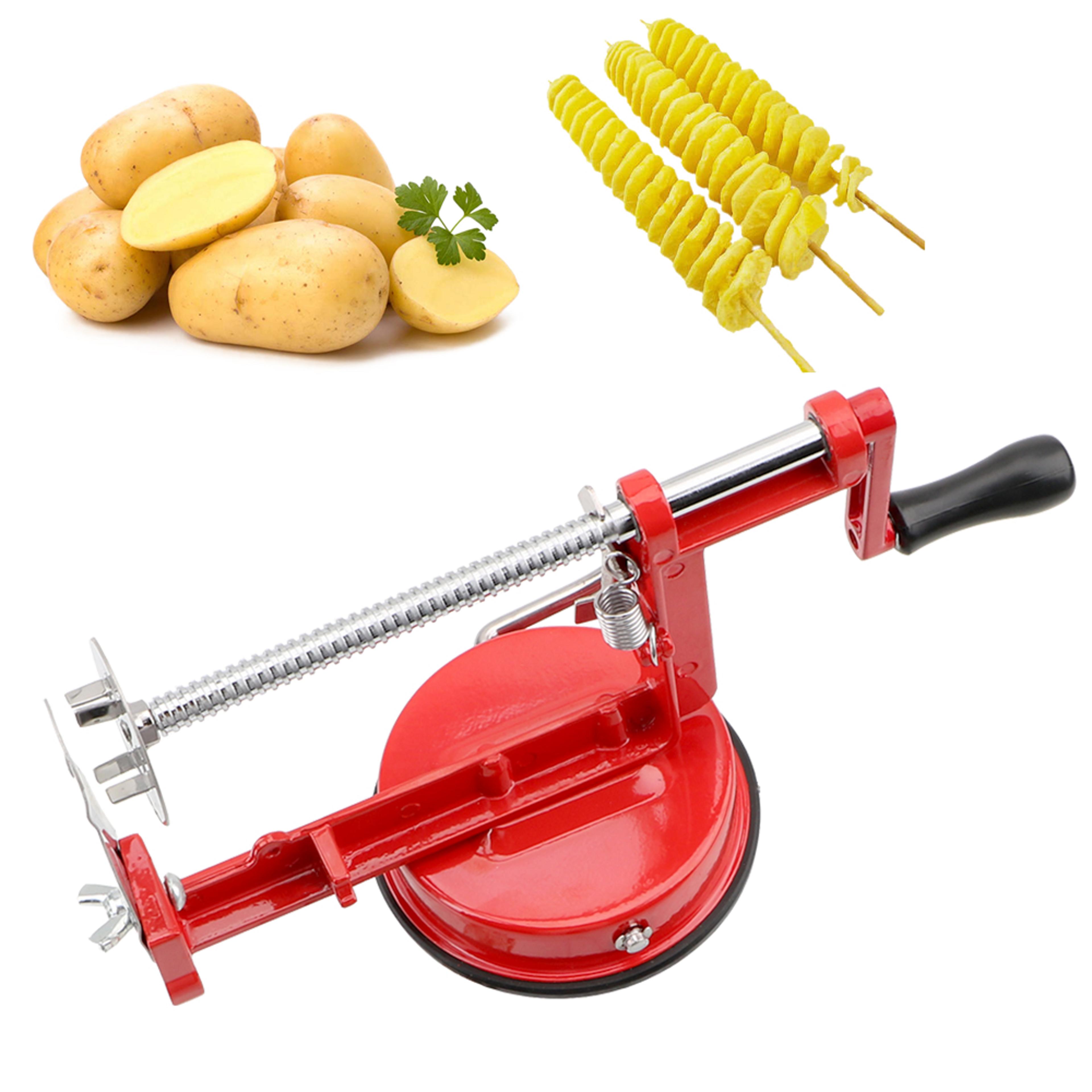 manual stainless steel french fry cutter & spiral vegetable slicer for potatoes and apples