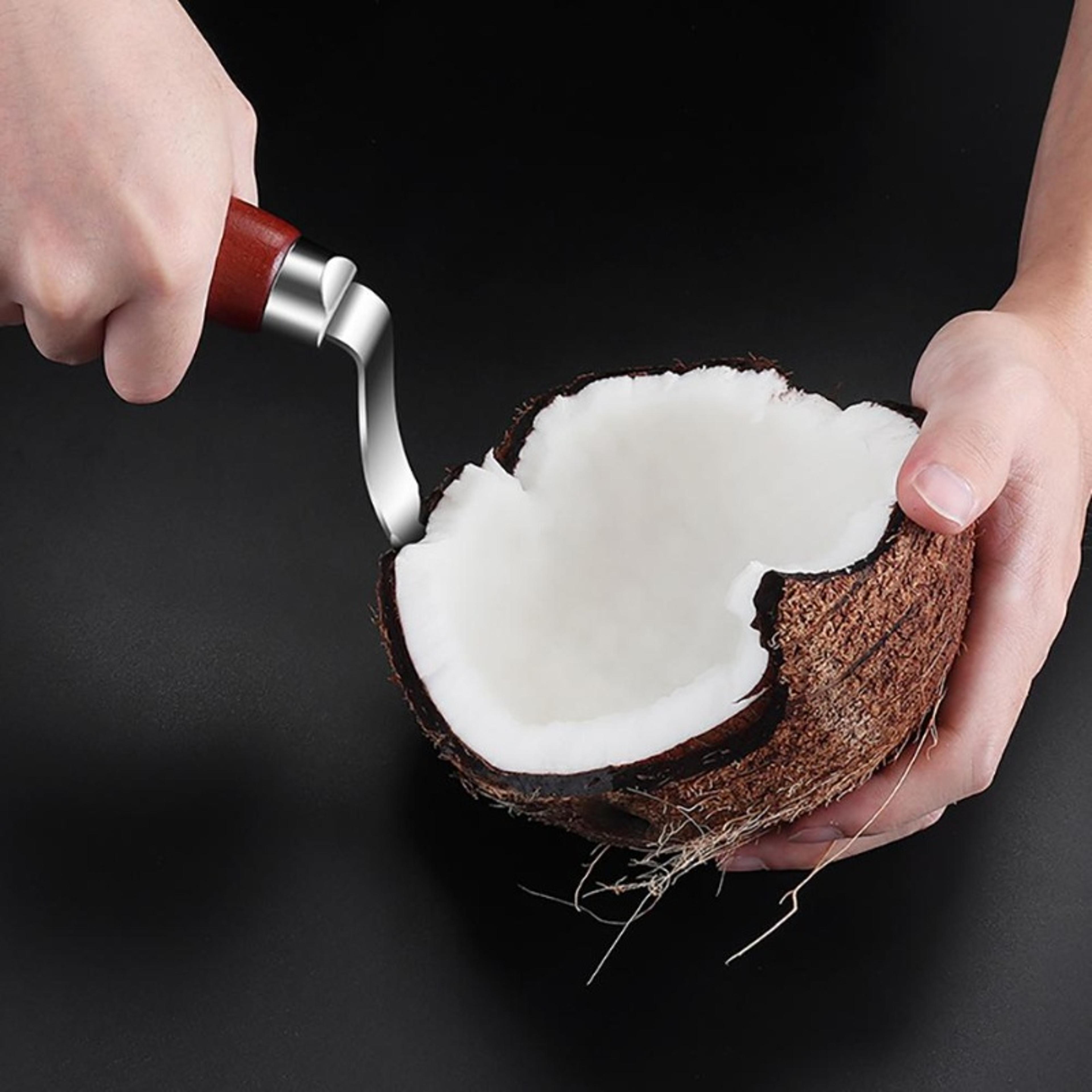 coconut scraper tool coconut opener stainless steel coconut scraper kitchen gadget with wood handle
