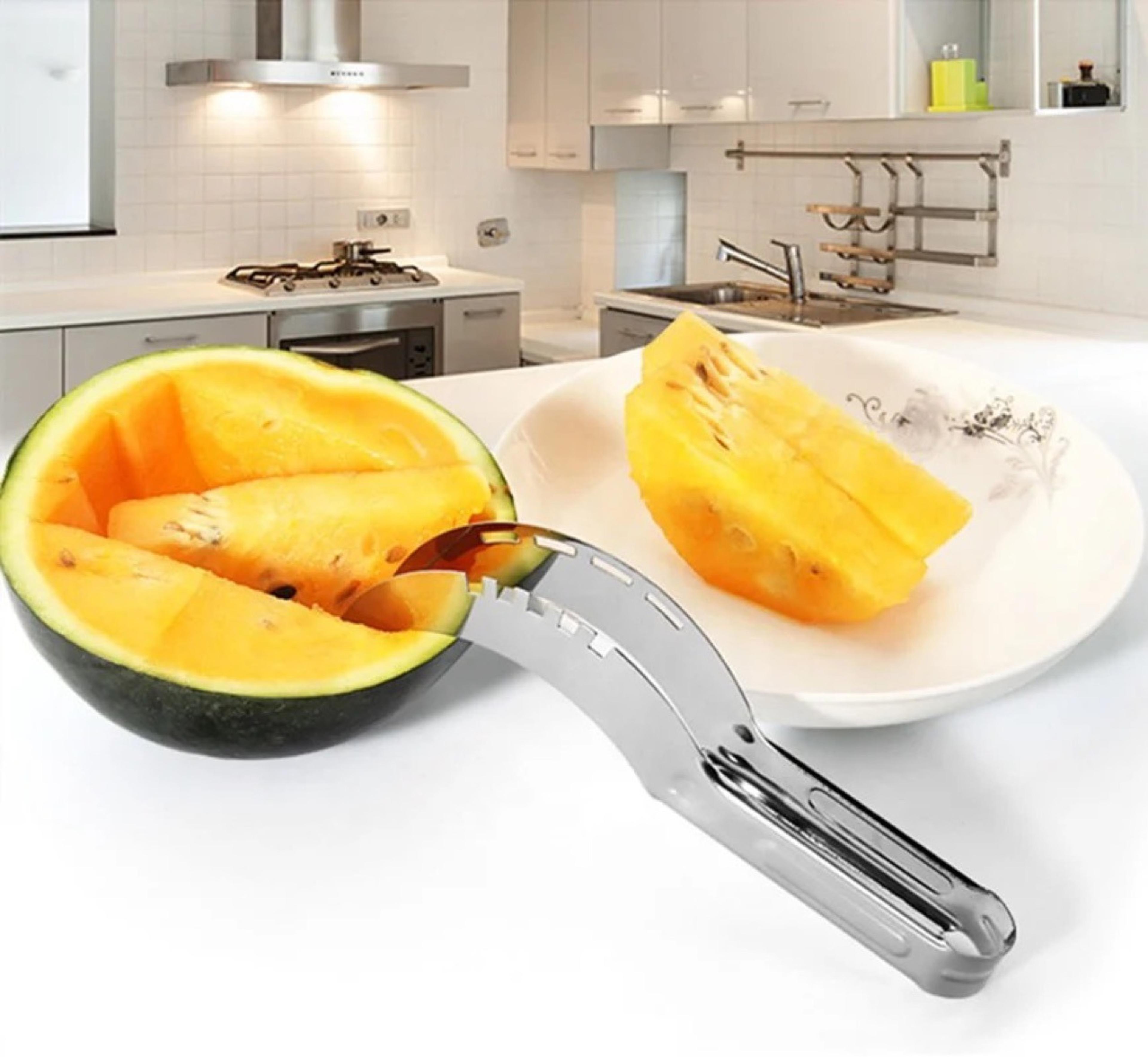 stainless steel watermelon slicer & watermelon tongs fruit cutter tool for easy serving