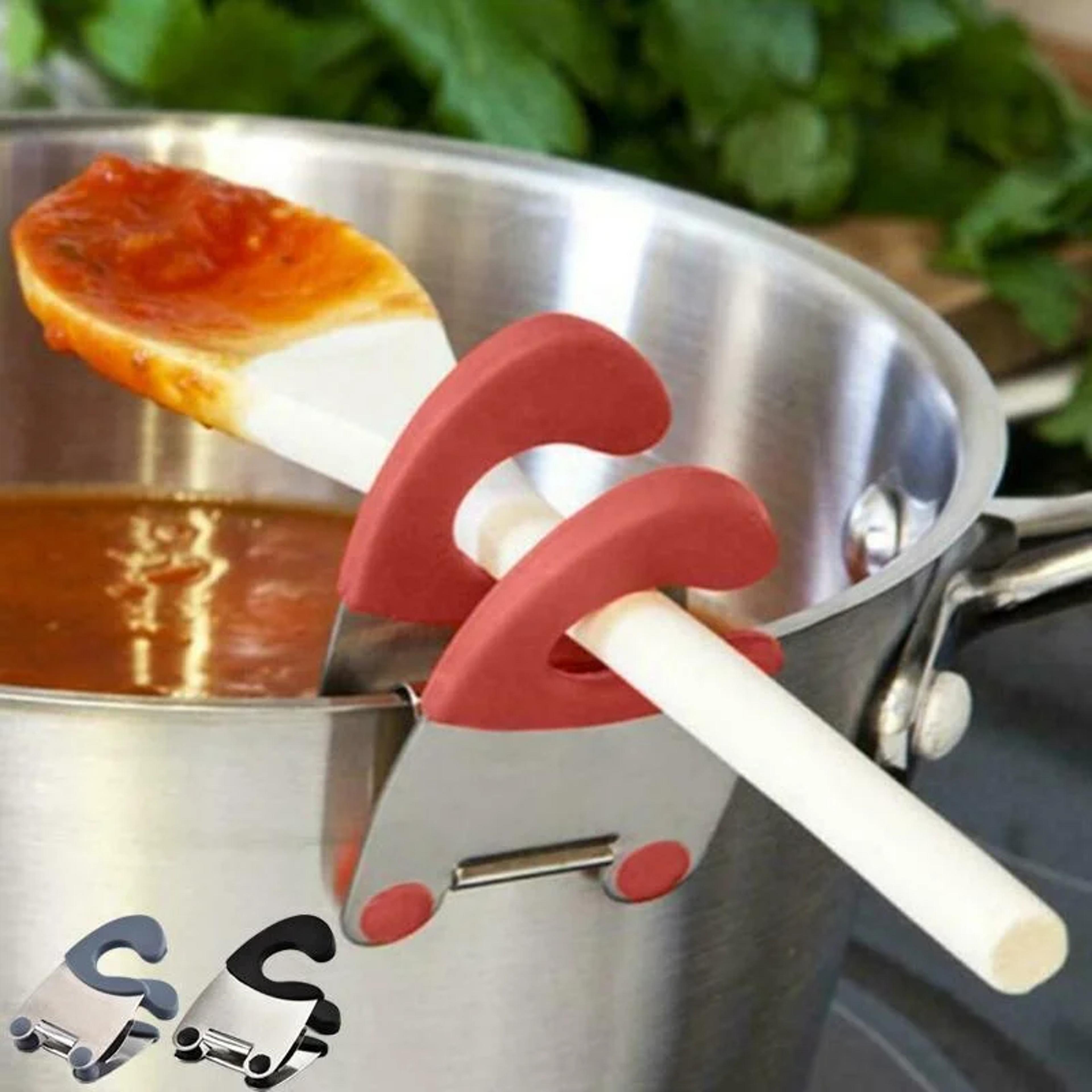 silicone pot clip spoon holder anti scald kitchen utensil rest for cooking