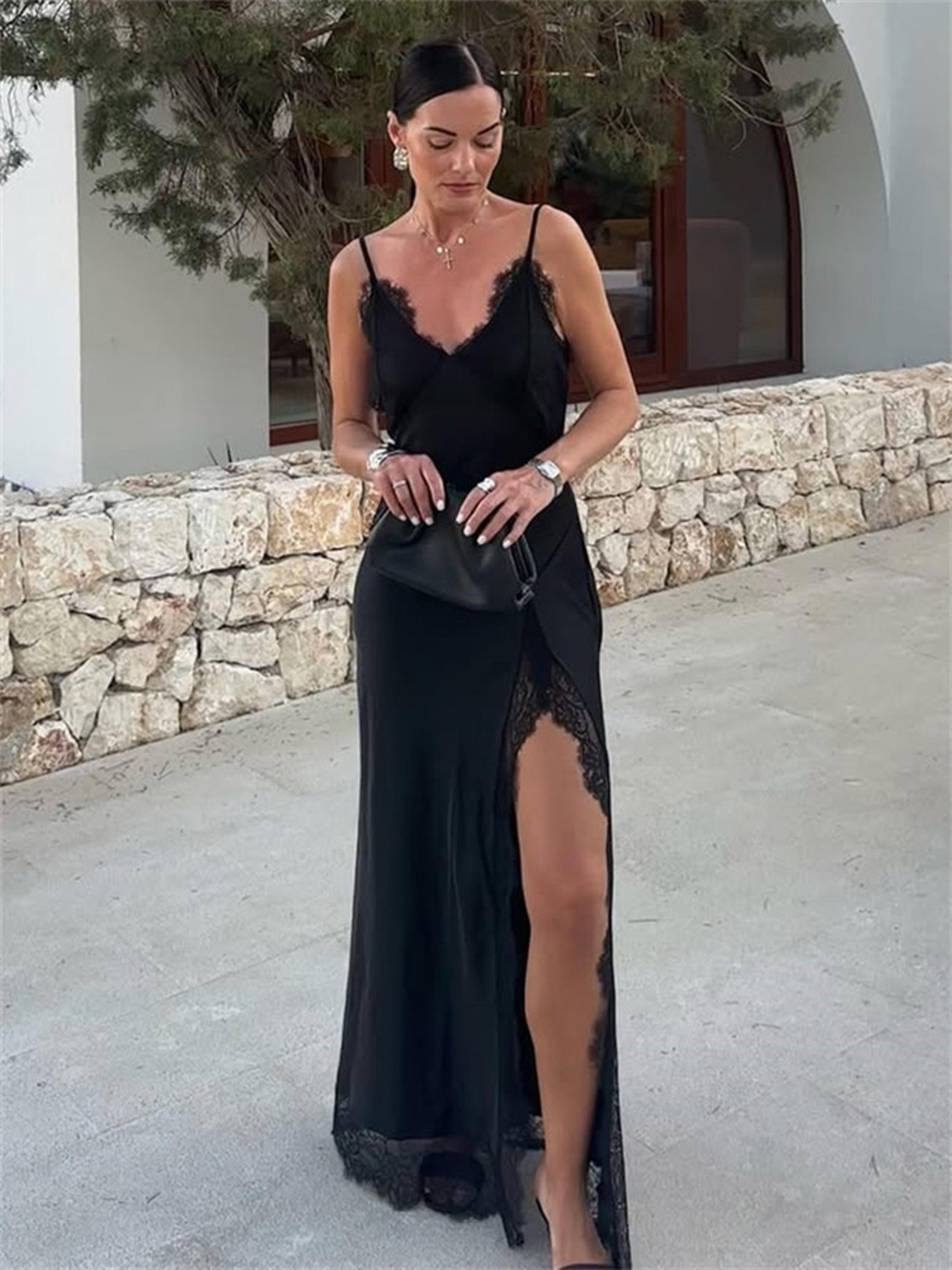 midnight lace backless maxi dress for women elegant summer bodycon party gown