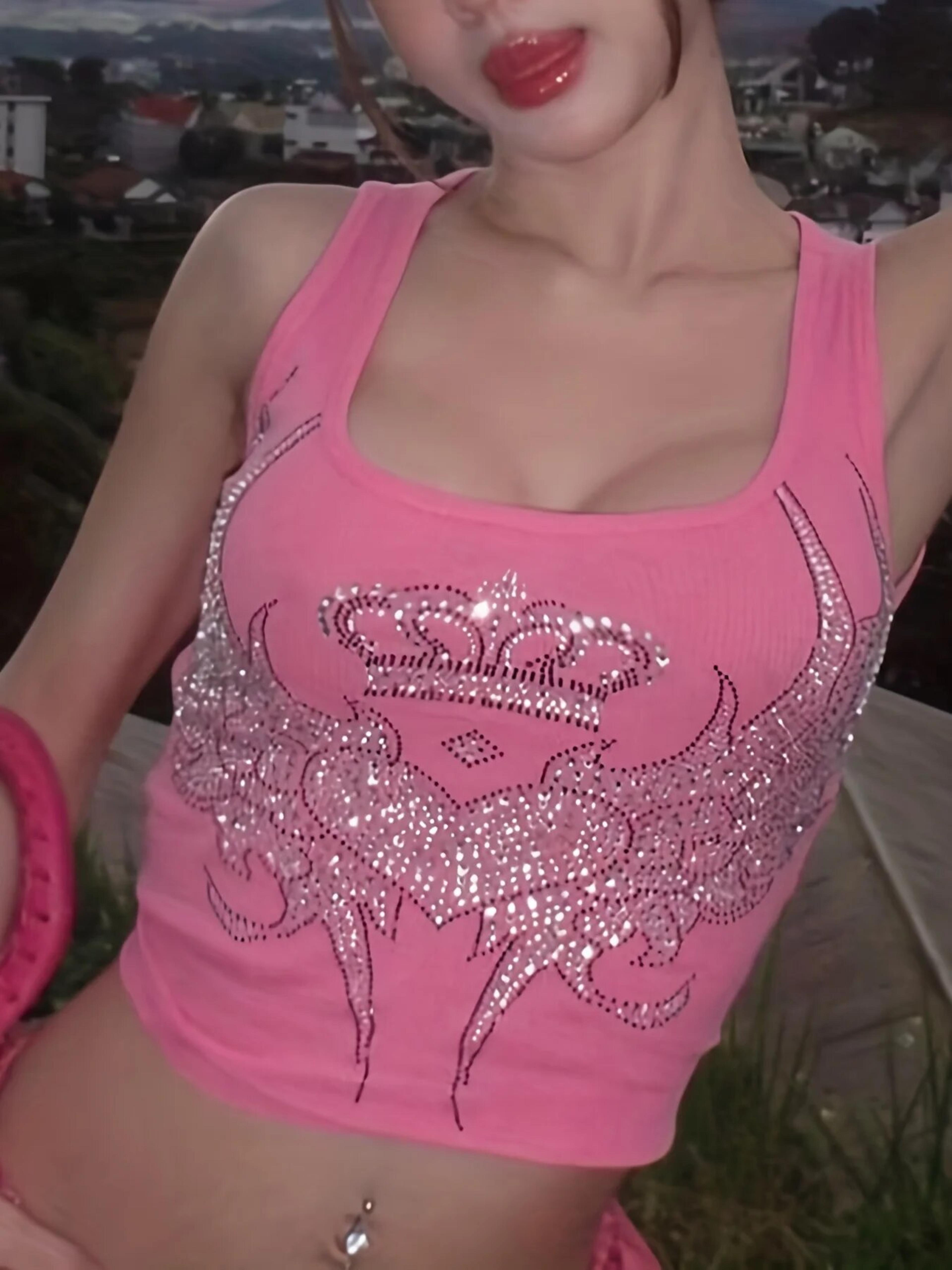 pink ribbed crop tank top for women slim fit streetwear club cami