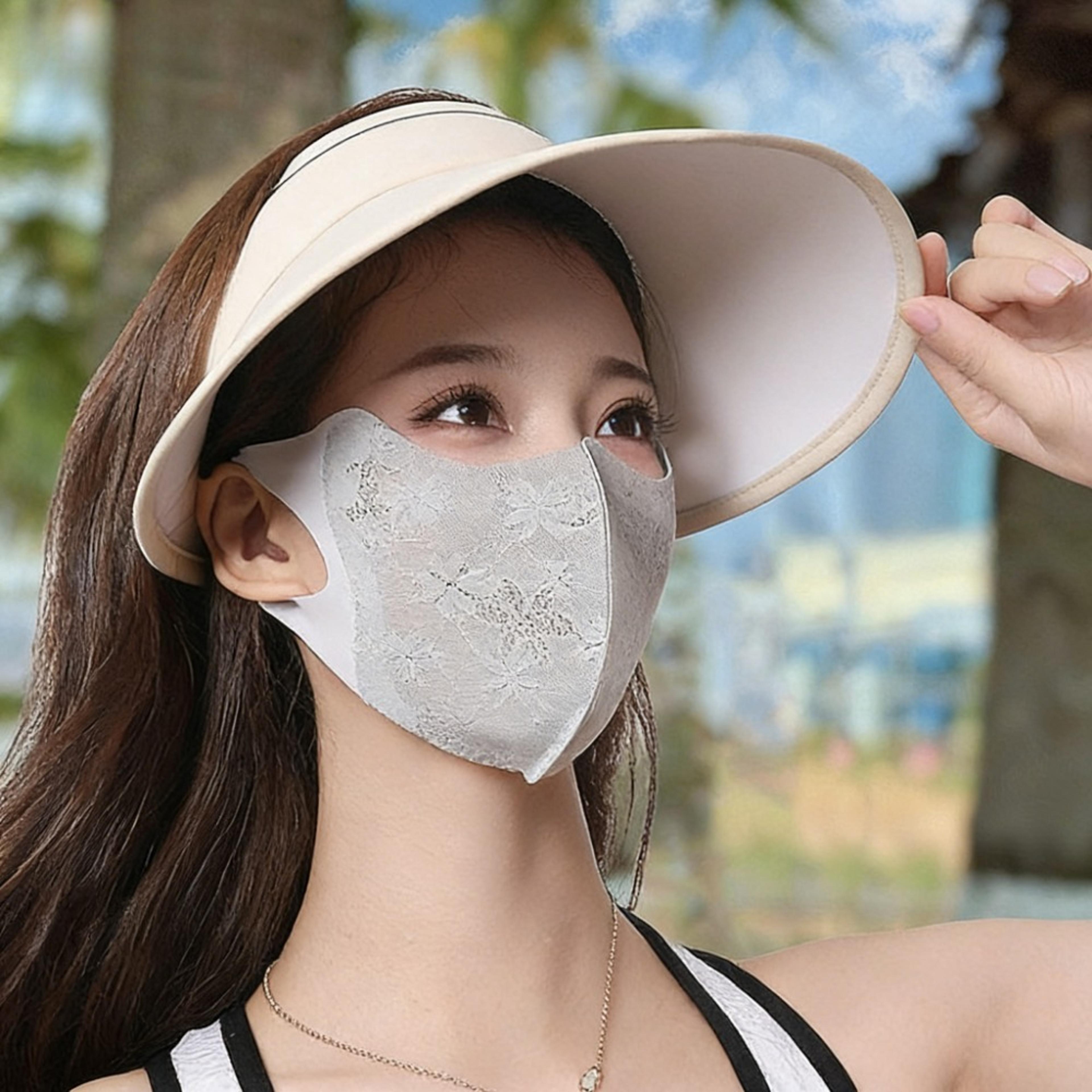 ice silk cooling face mask for sun protection, breathable outdoor face cover