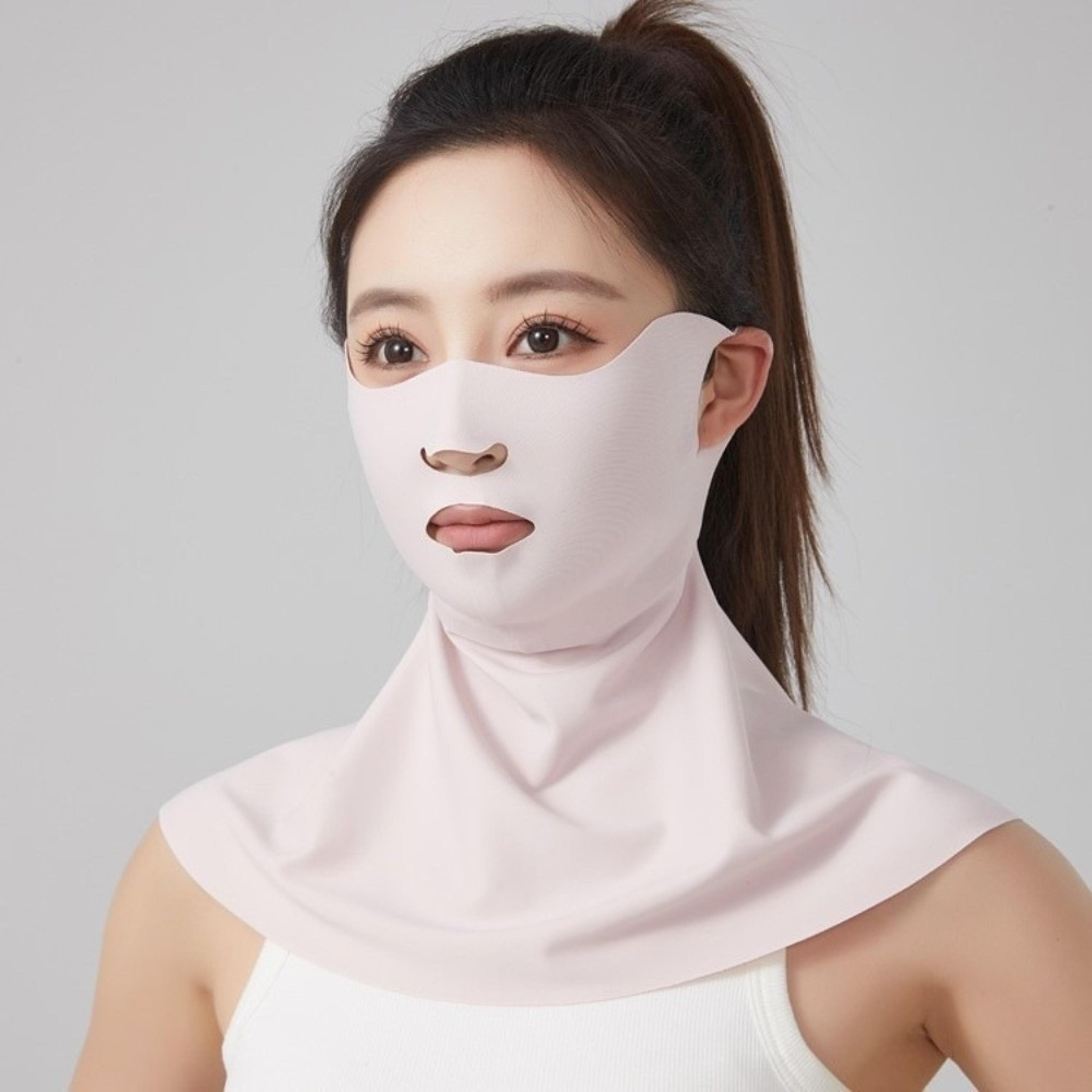 uv shield ice silk sun protection face mask with neck cover for summer outdoor wear