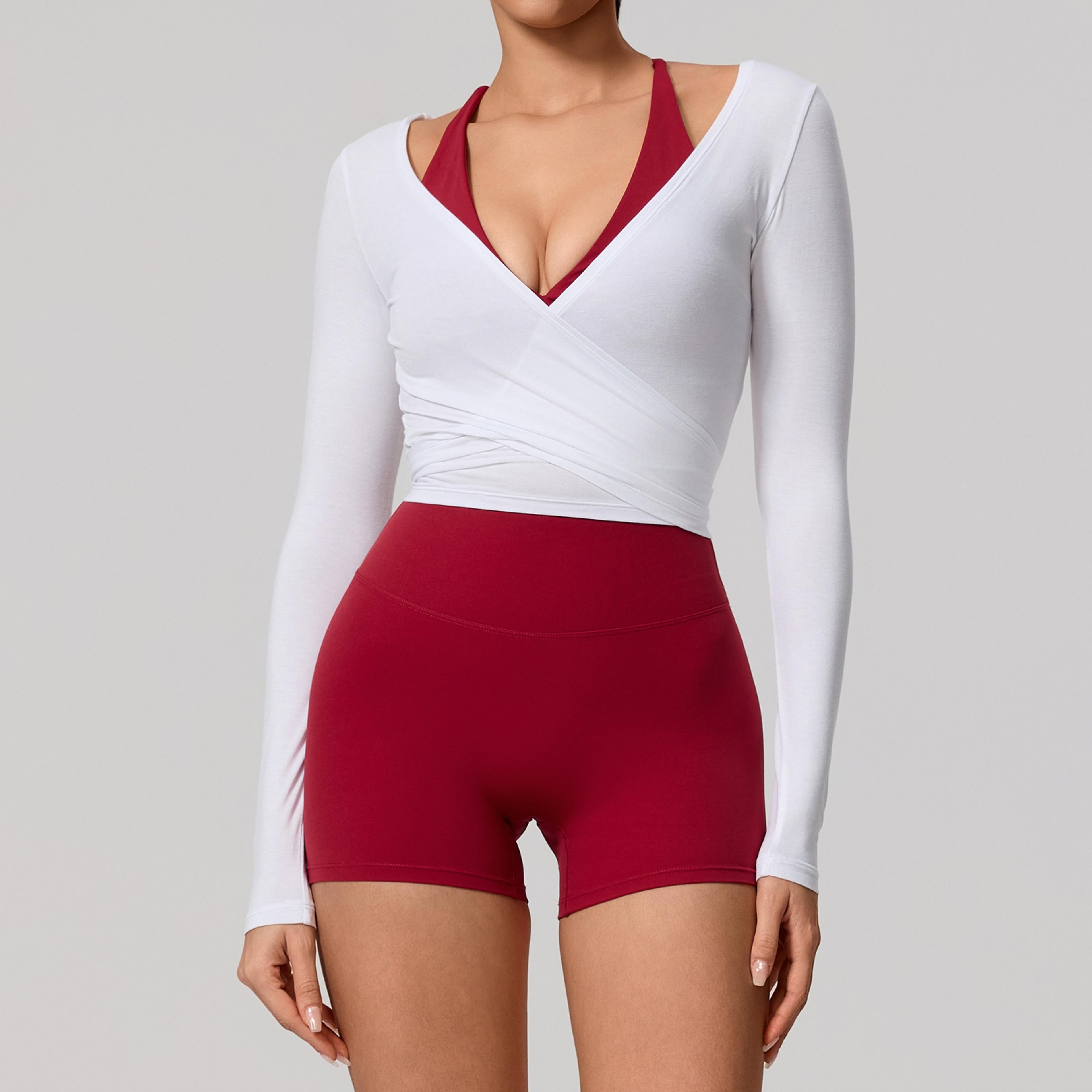 women quick dry long sleeve yoga shirt breathable pilates wrap workout top