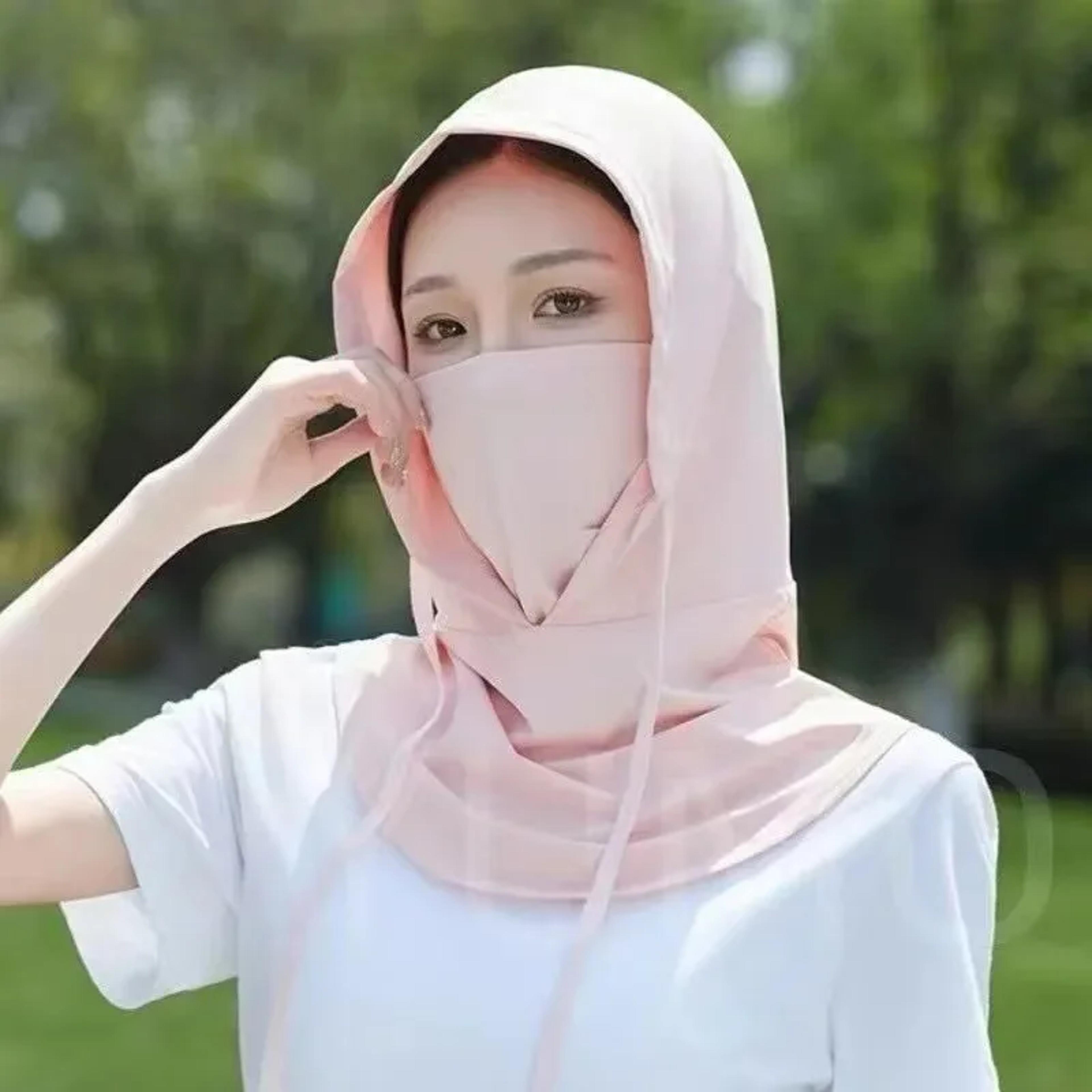 uv shield full face sun protection hat with neck flap for hiking outdoor sun safety mask
