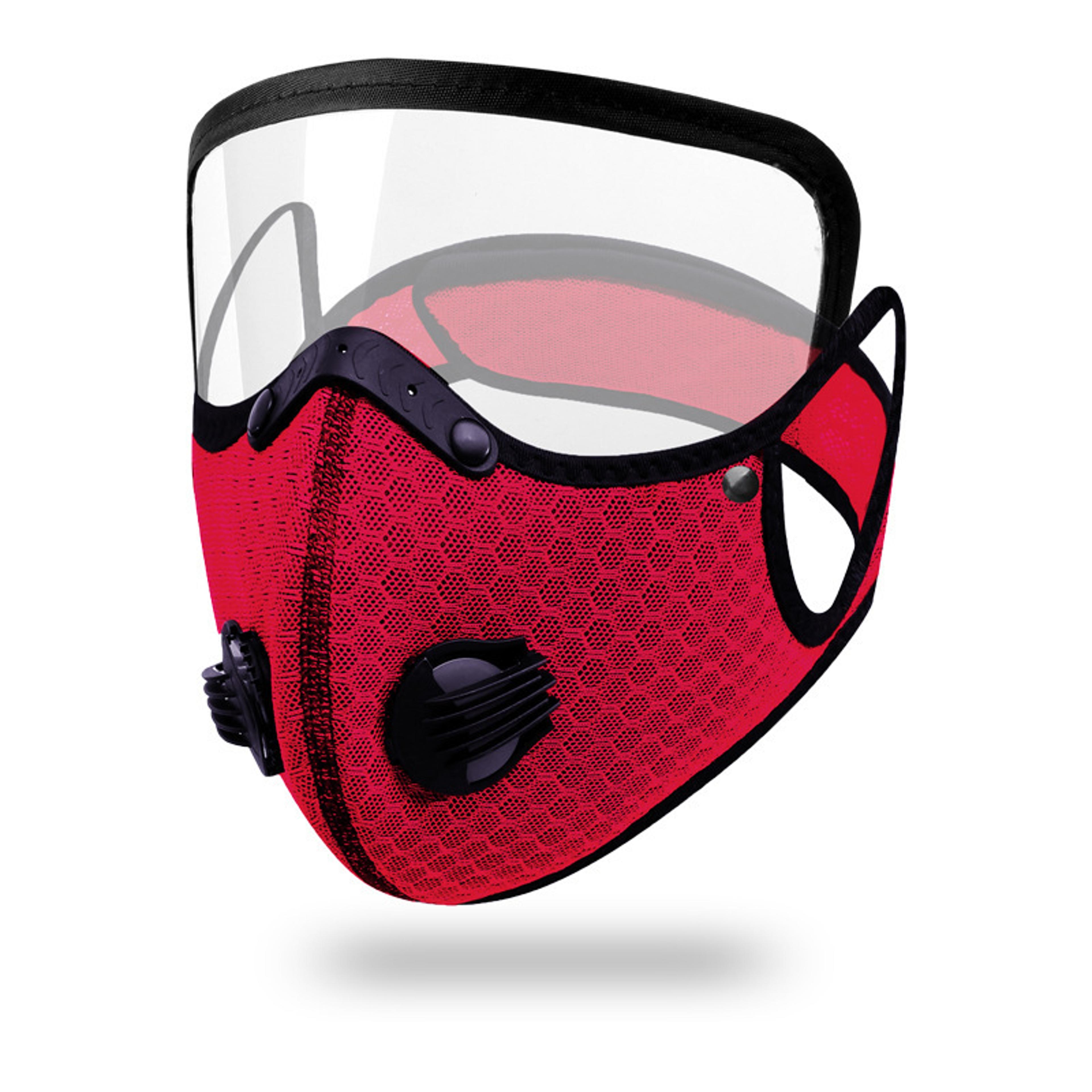cycling face mask with goggles & carbon filter protection