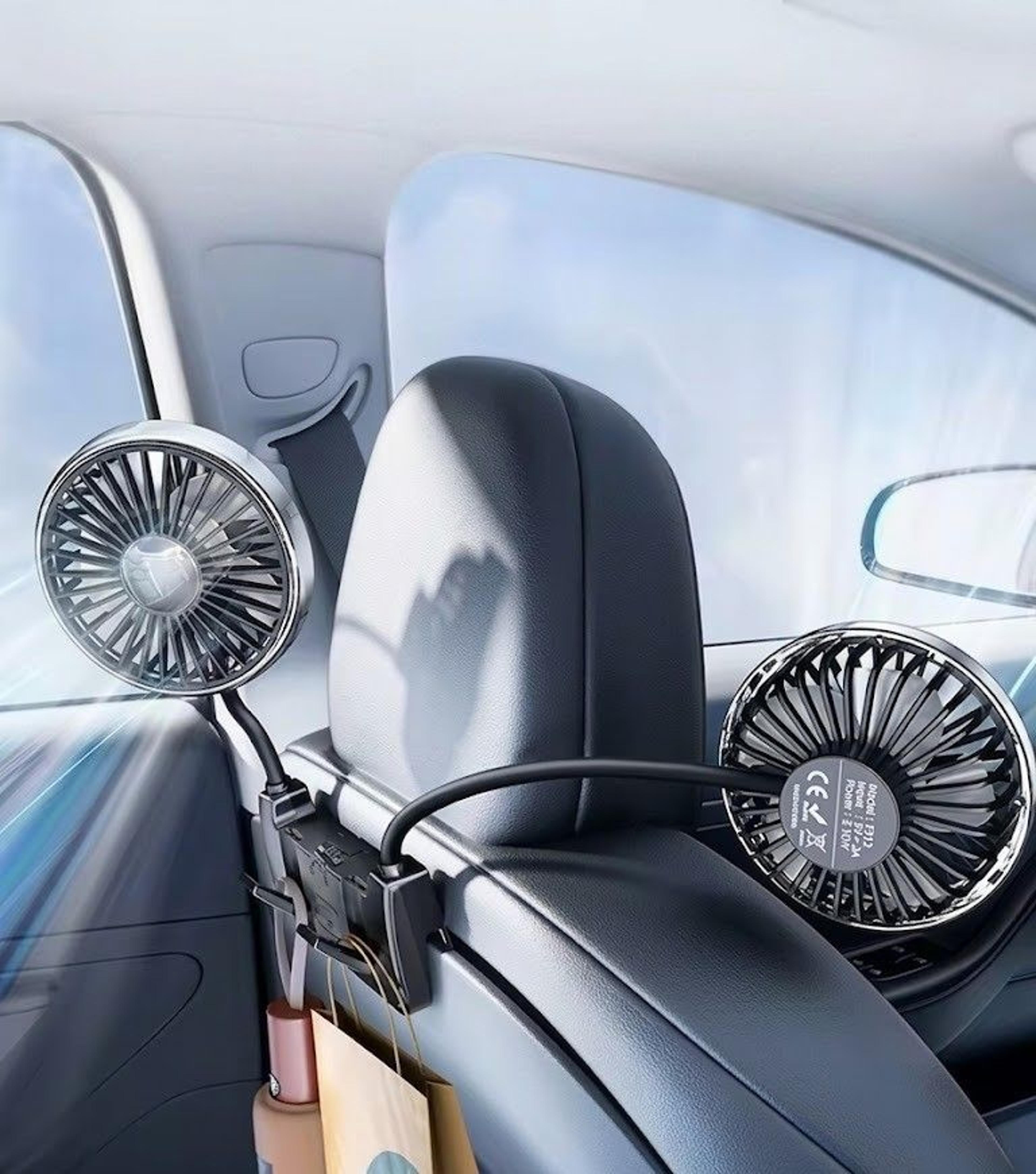 dual head car cooling fan usb rechargeable dashboard air circulator