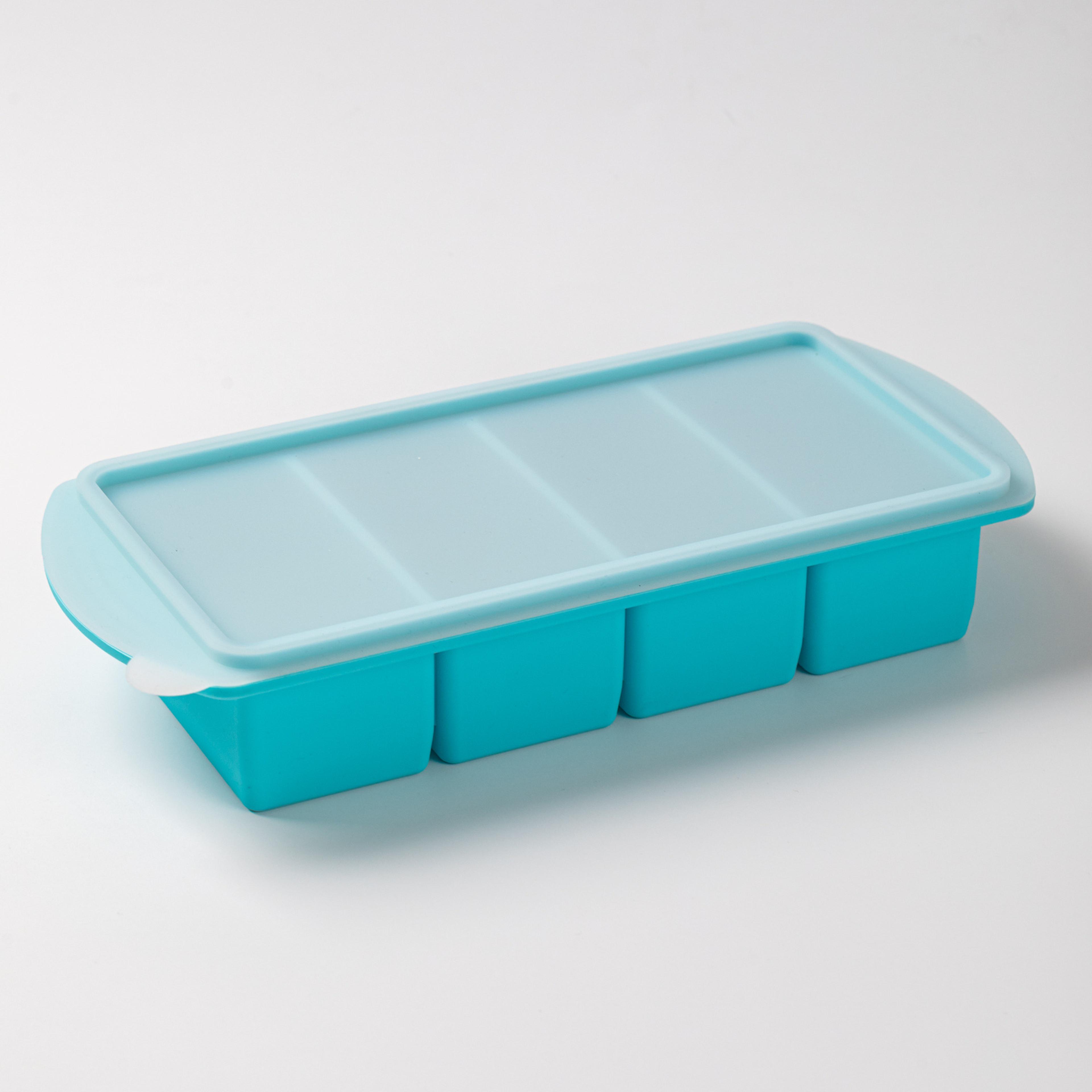 silicone soup freezer tray with lid for broth storage & meal prep