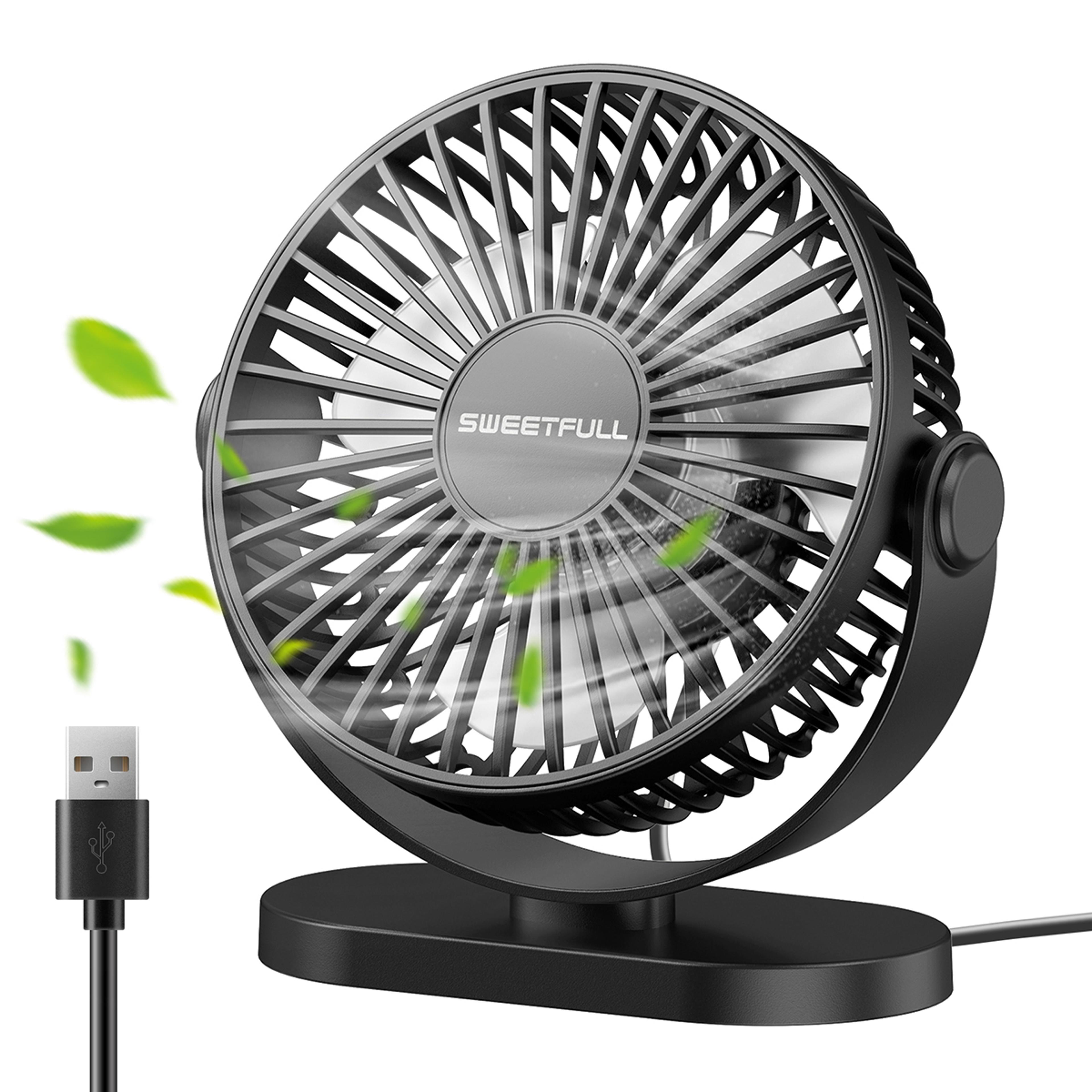 portable usb desk fan with speed quiet cooling for home, office & travel