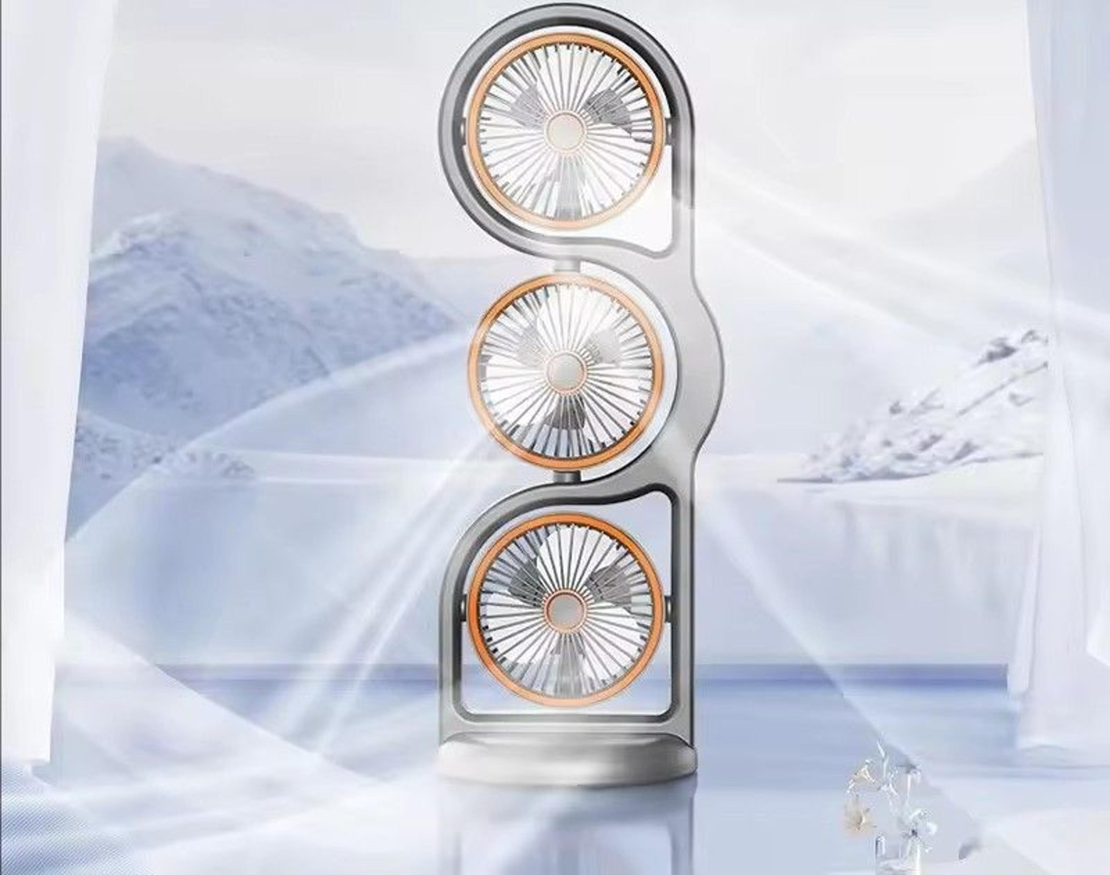 usb rechargeable desktop fan with heads, speeds & portable air circulation