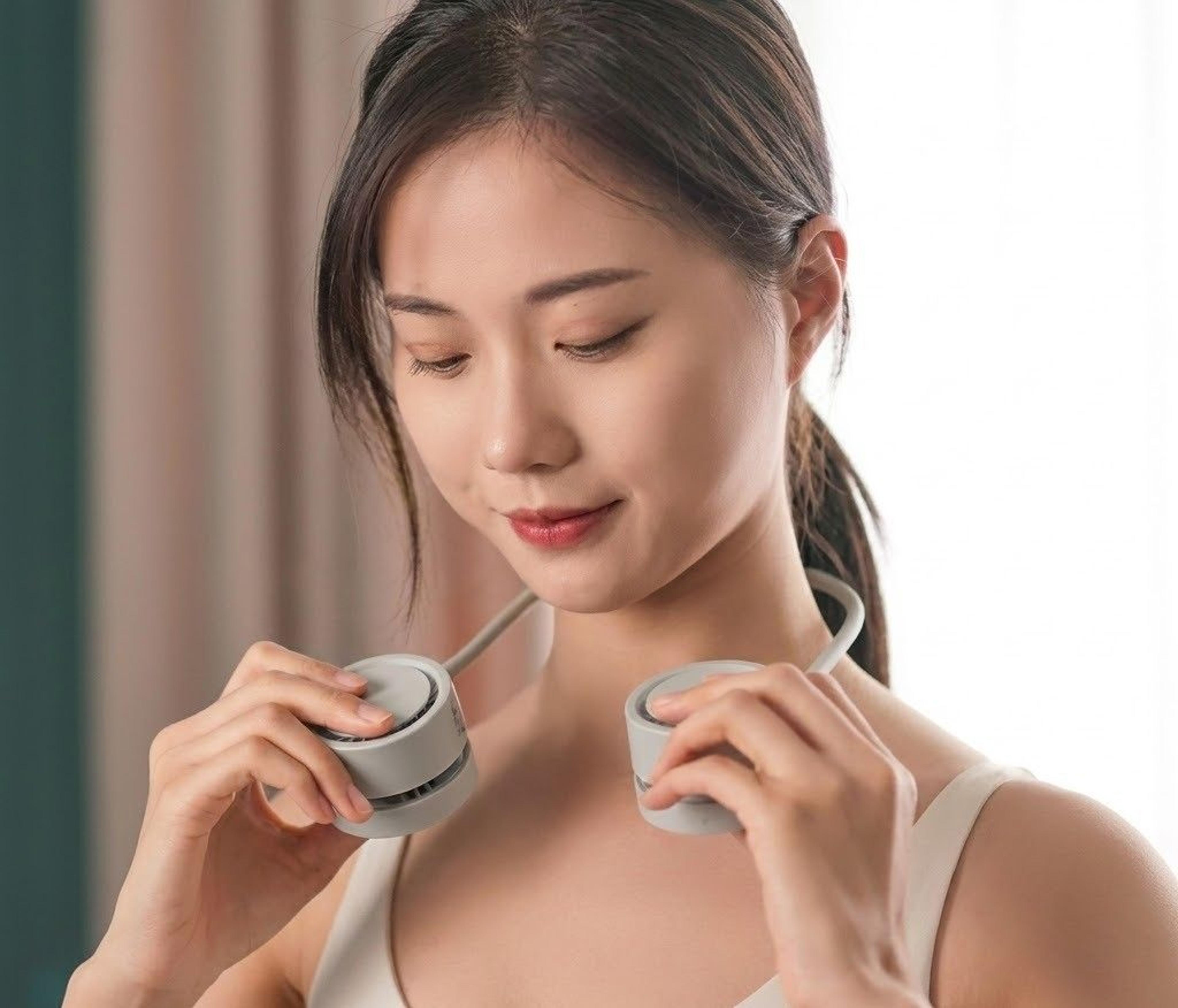 foldable portable neck fan usb rechargeable hands-free personal cooling fan