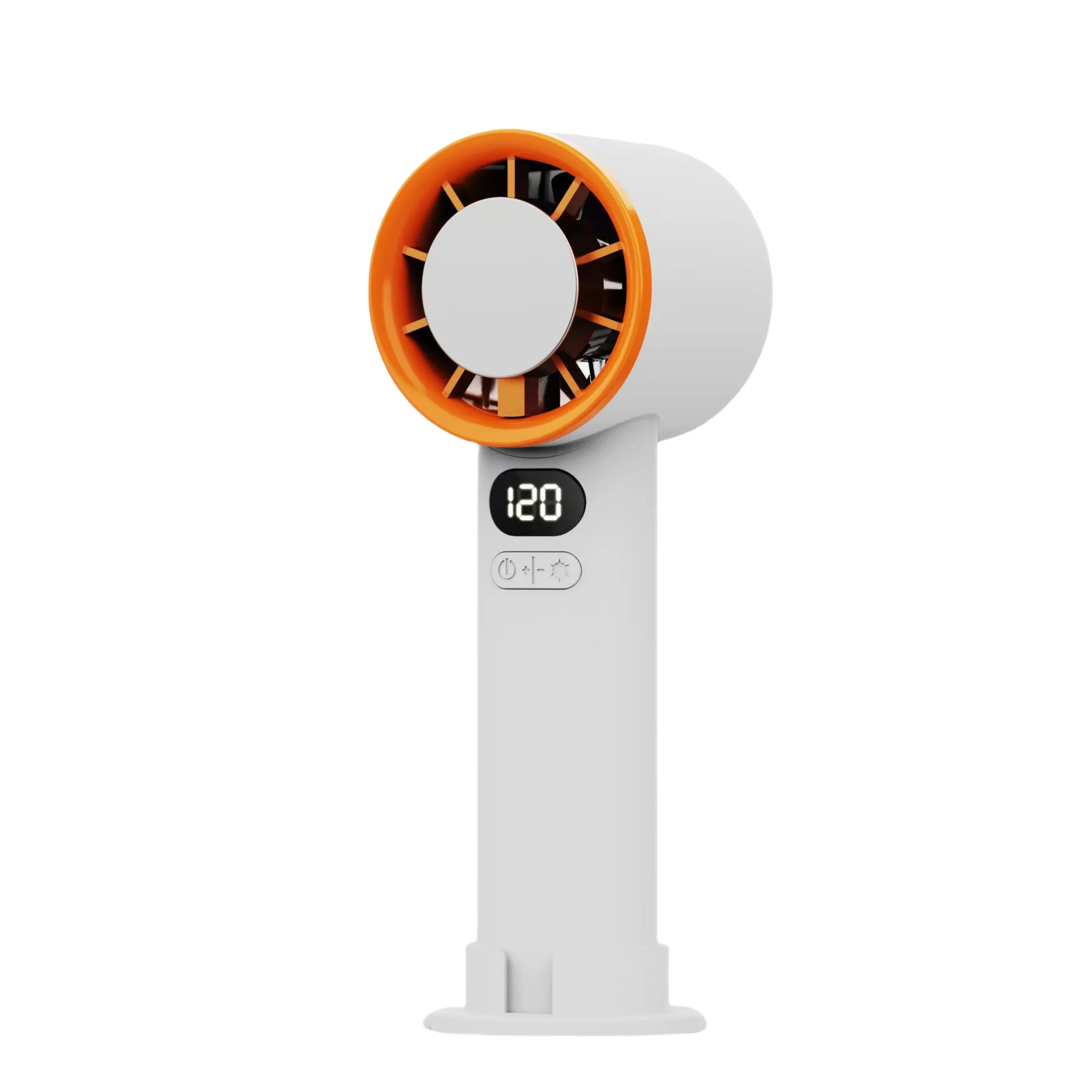 portable handheld fan with ice cooling mode & speed airflow