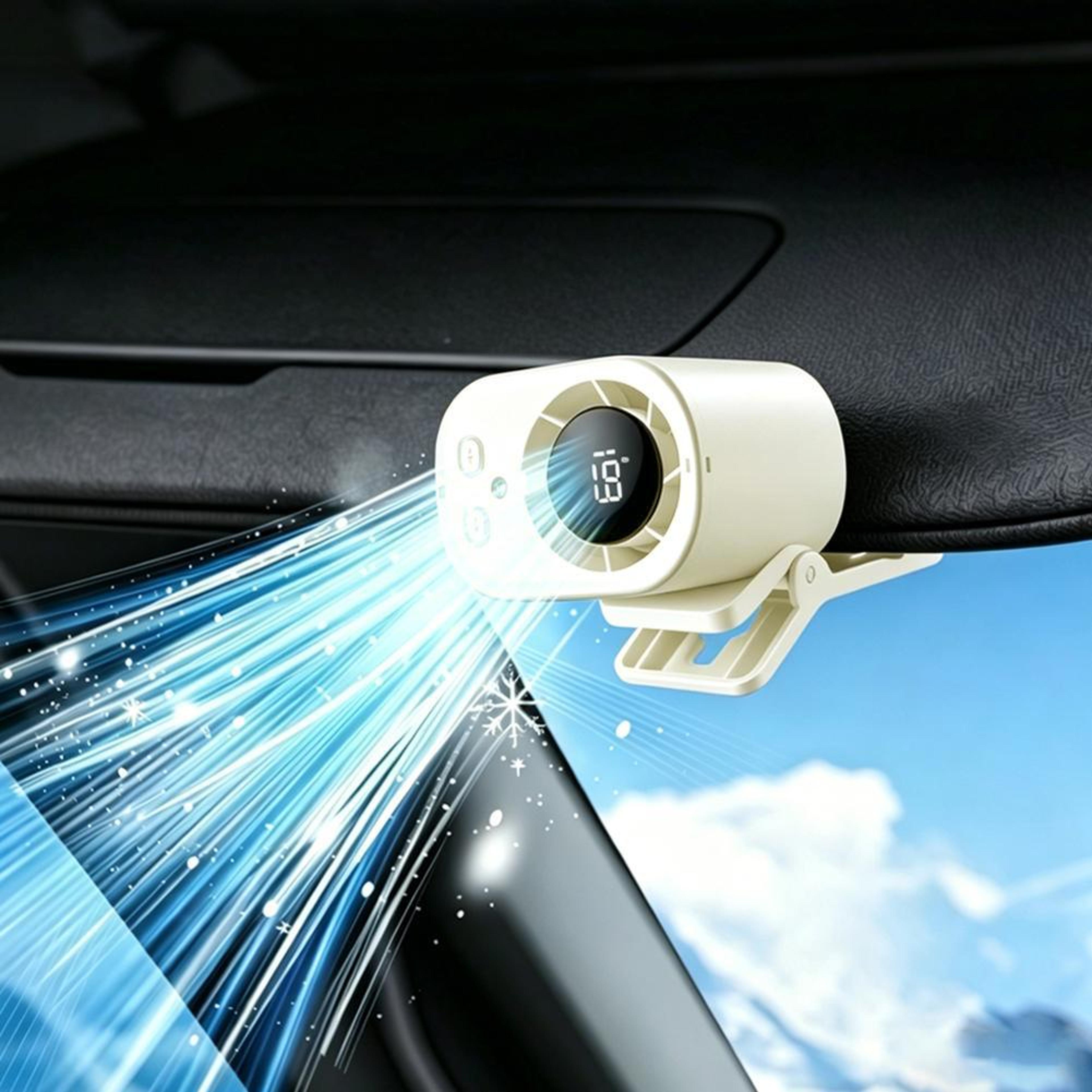 usb rechargeable car fan with led display