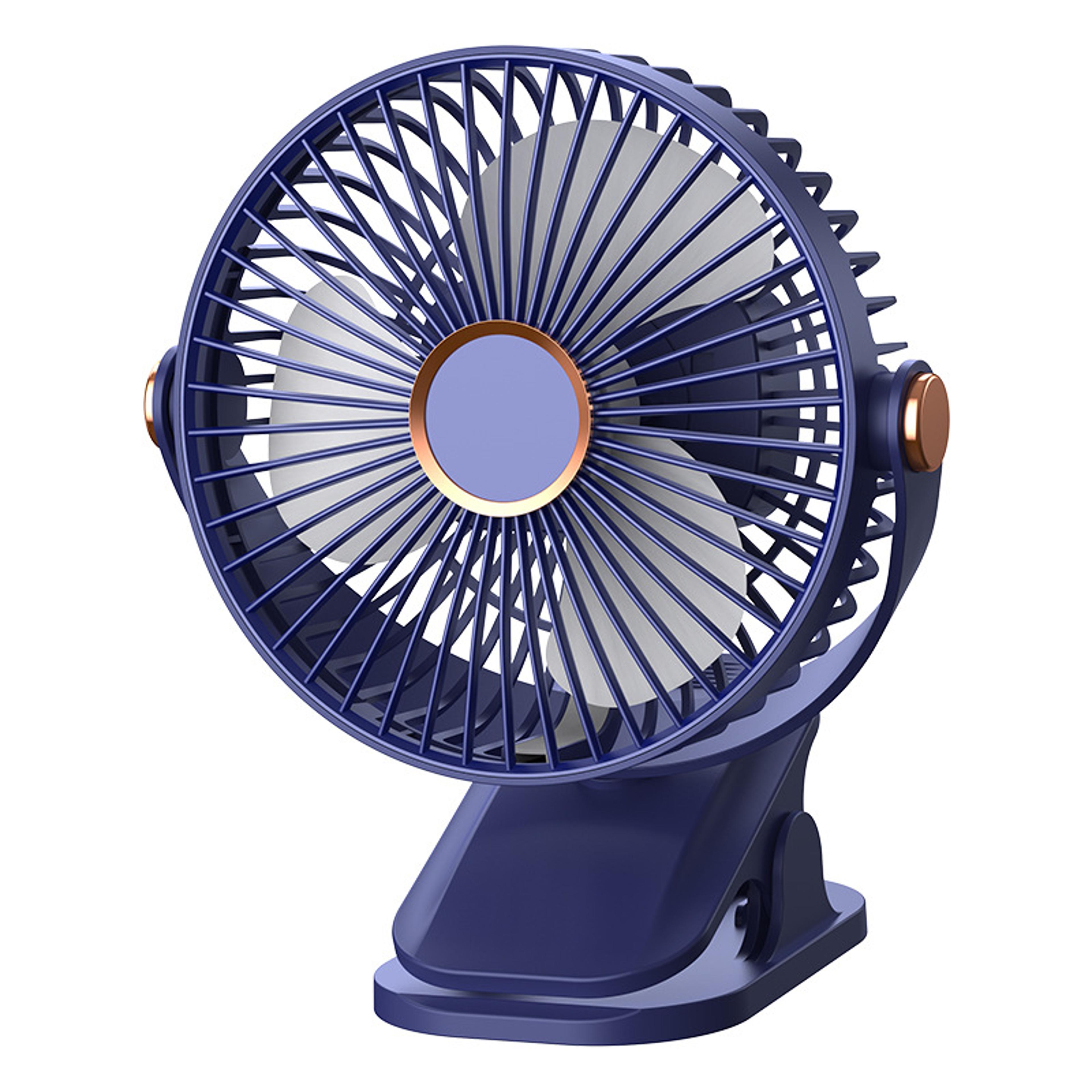 clip-on rechargeable camping fan with led light and speed cooling
