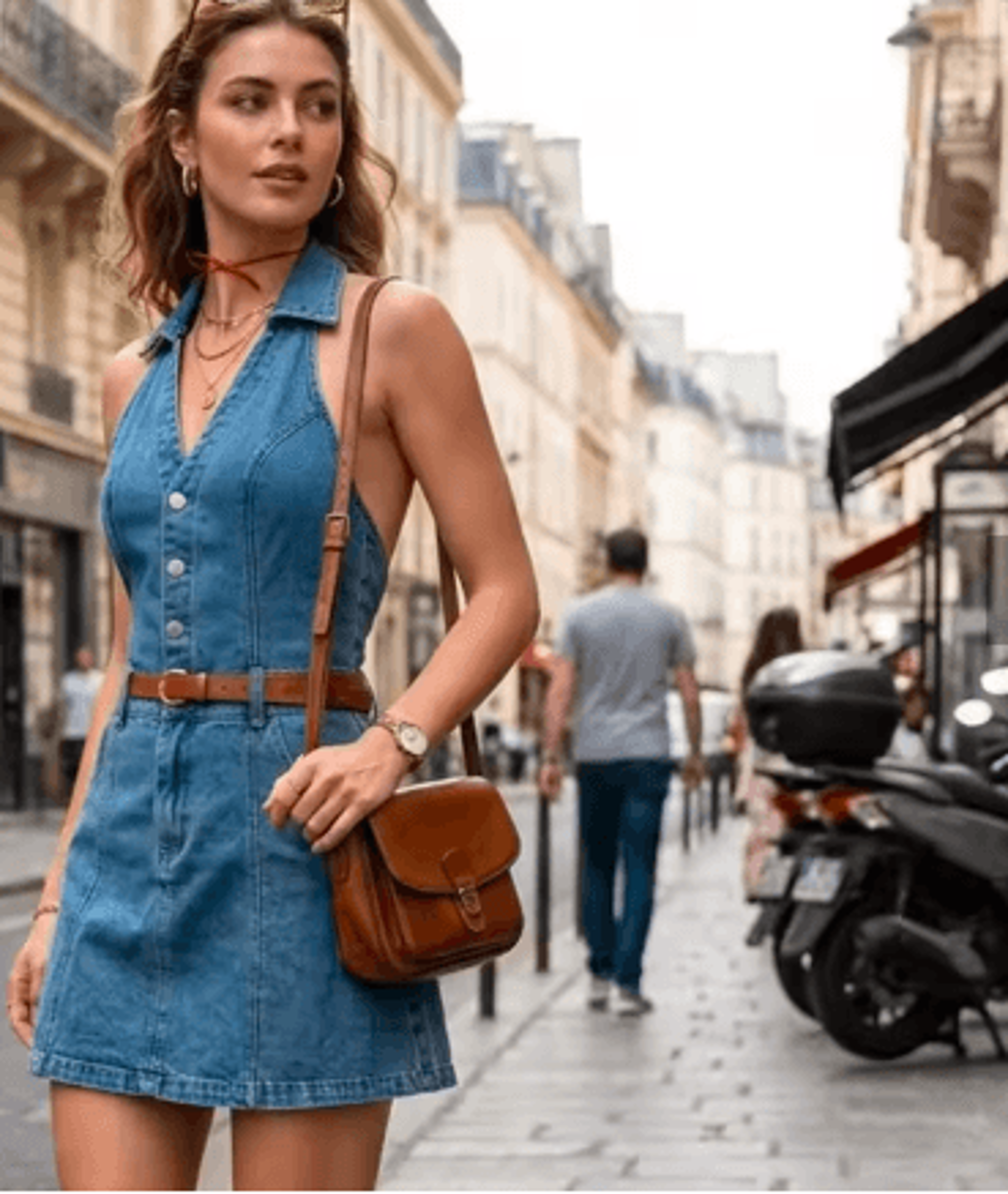 blue ridge denim halter mini dress for women summer open back cowgirl style