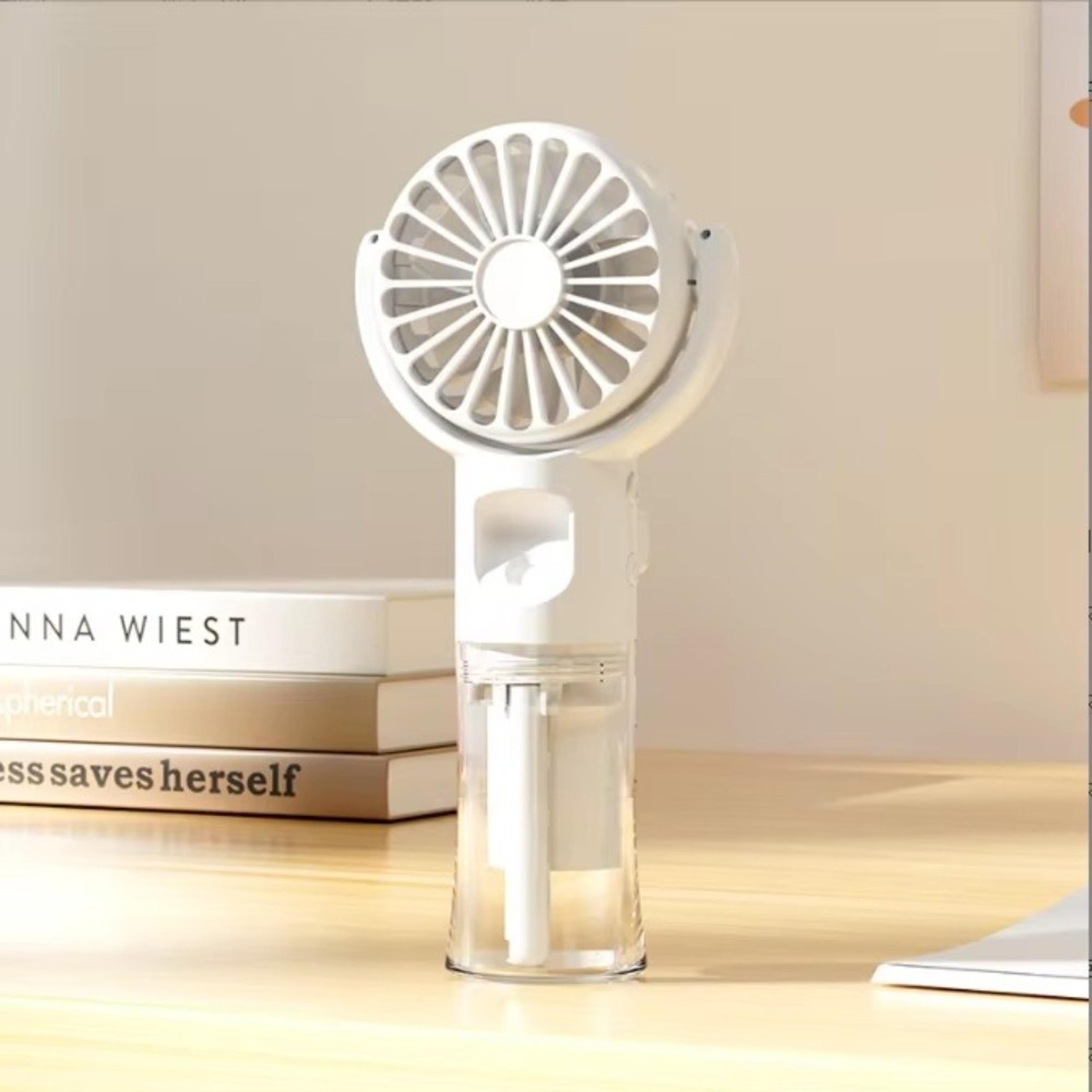 foldable handheld fan & water sprayer usb rechargeable portable cooling fan