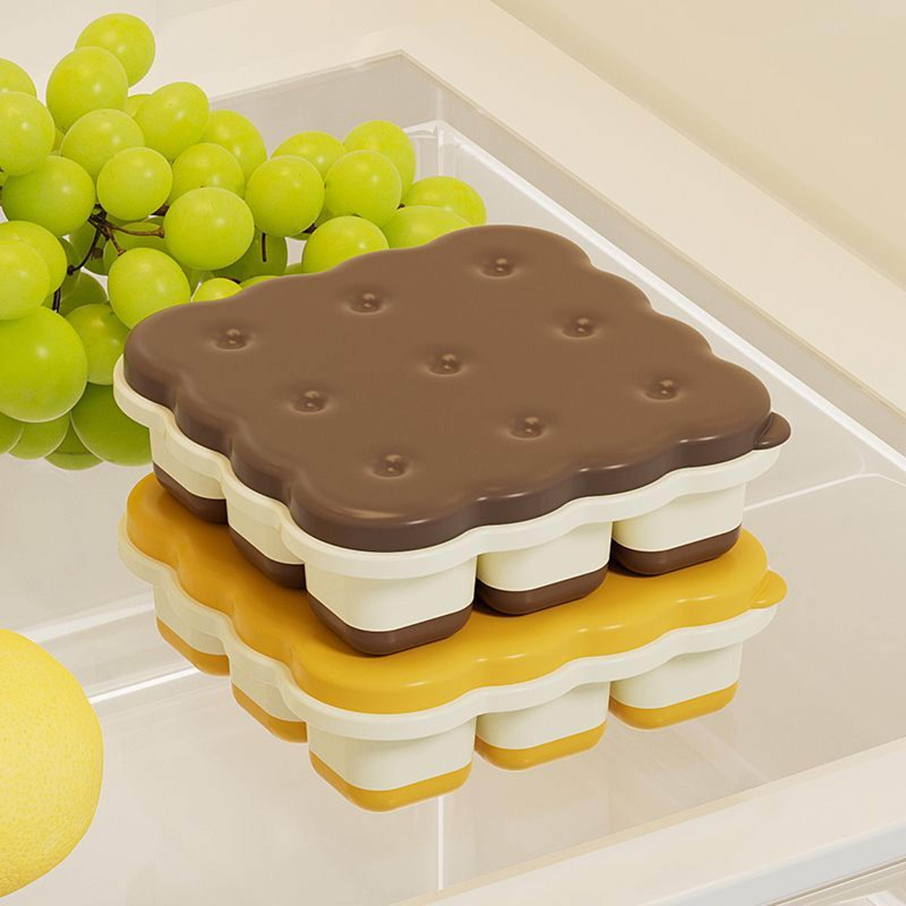 easy release silicone ice cube tray with lid & storage box
