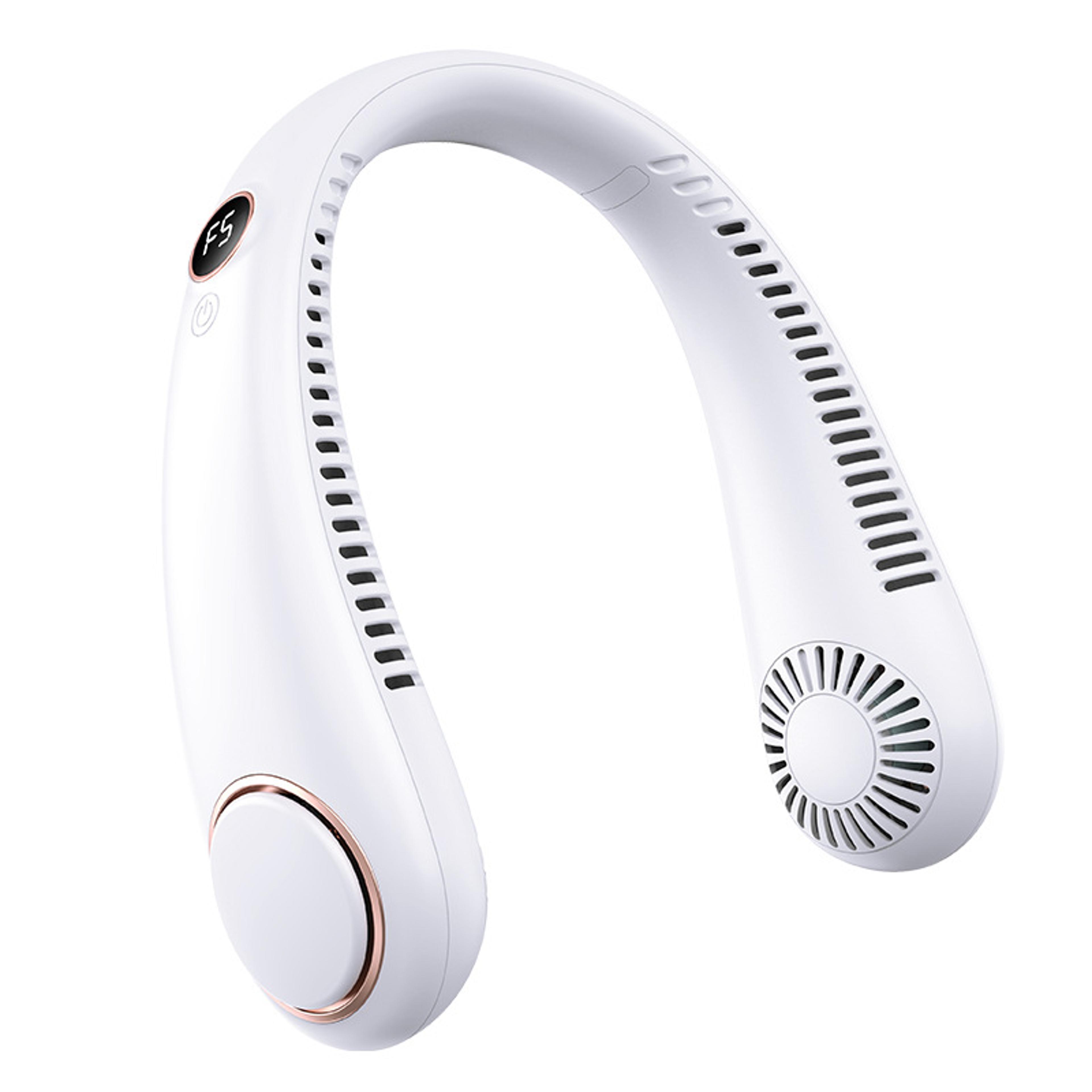 wearable neck fan with led display & usb rechargeable mute led digital display electric air cooler handheld