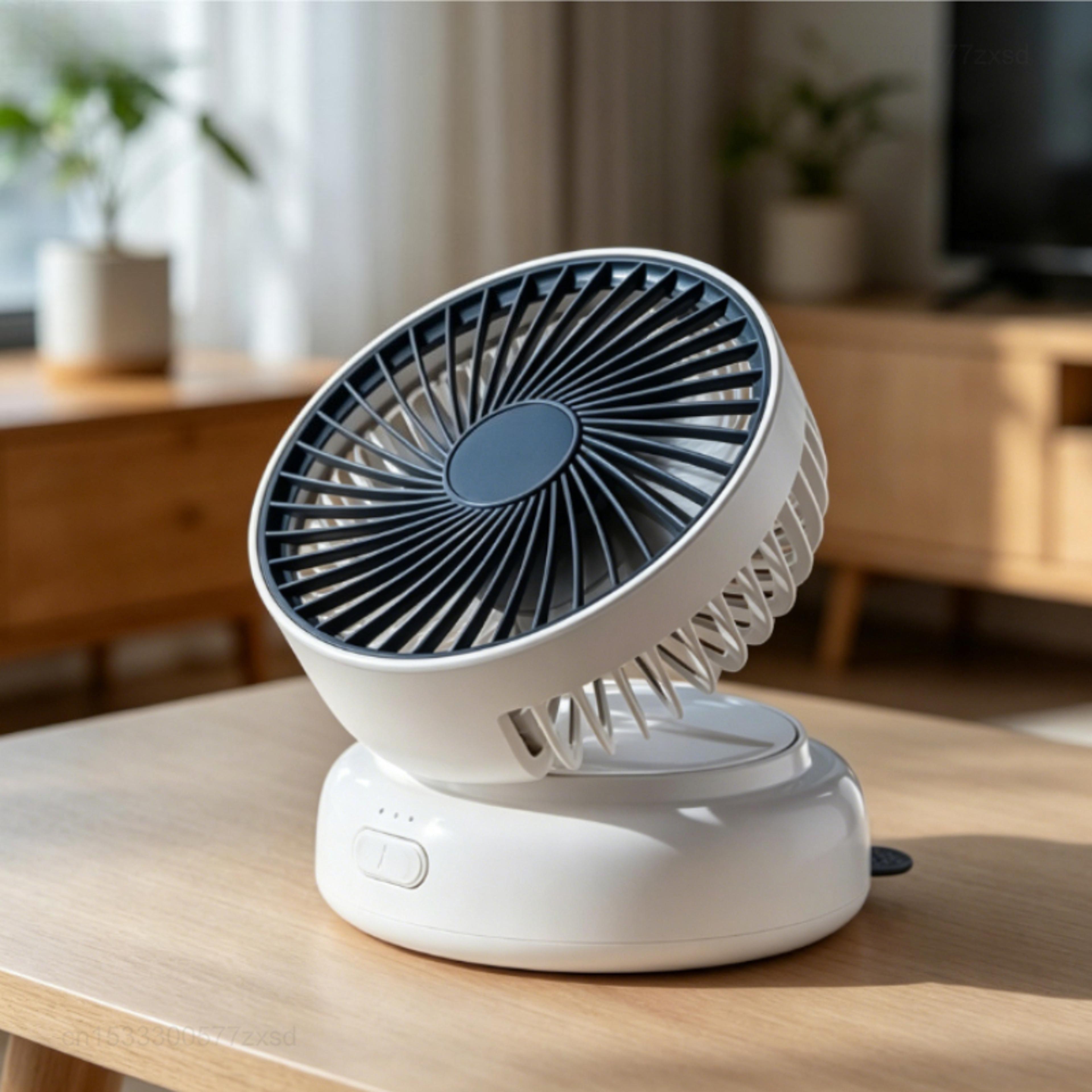 portable usb rechargeable folding air circulation fan with night light & speed cooling