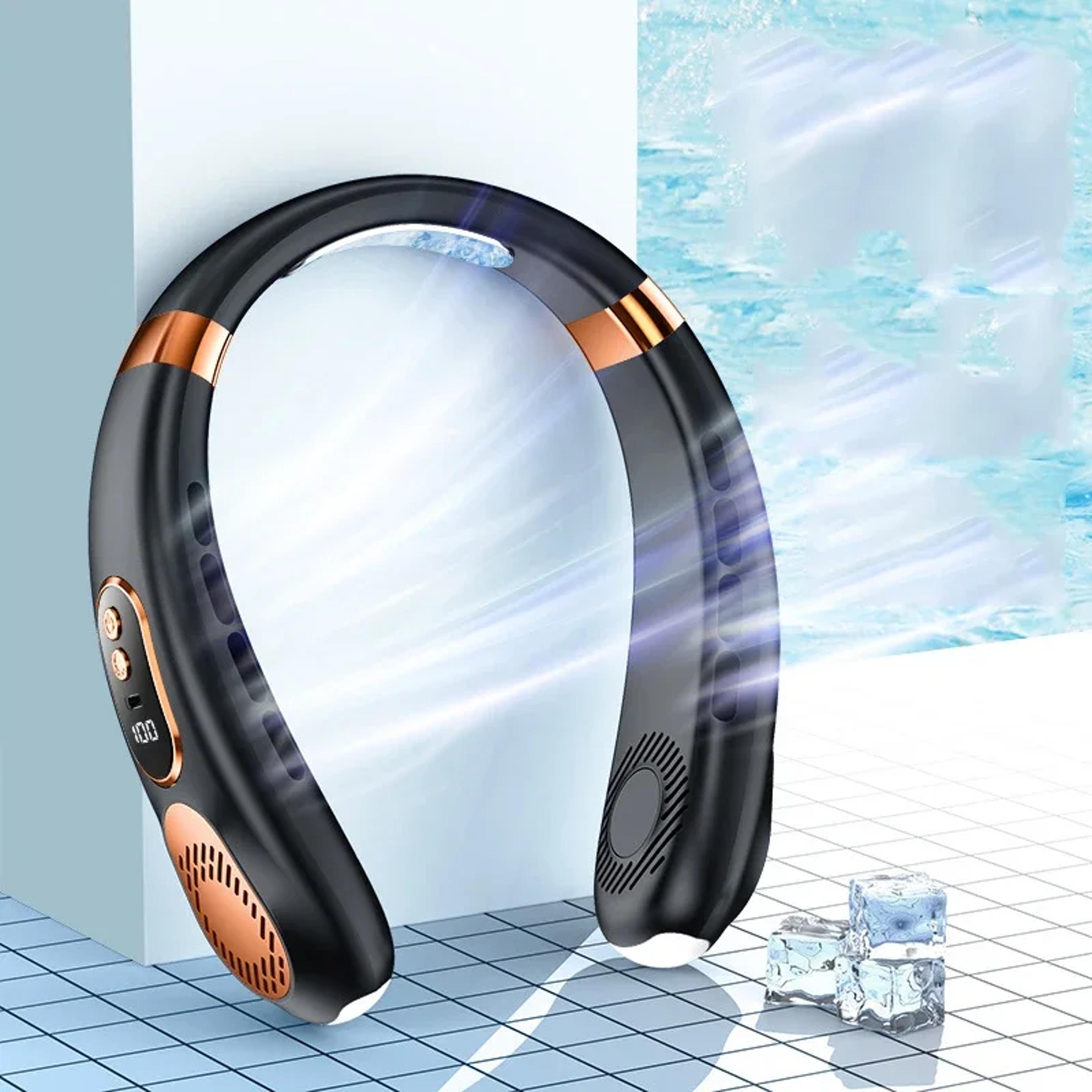 arctic breeze bladeless neck fan usb rechargeable speed wearable cooling fan with digital display