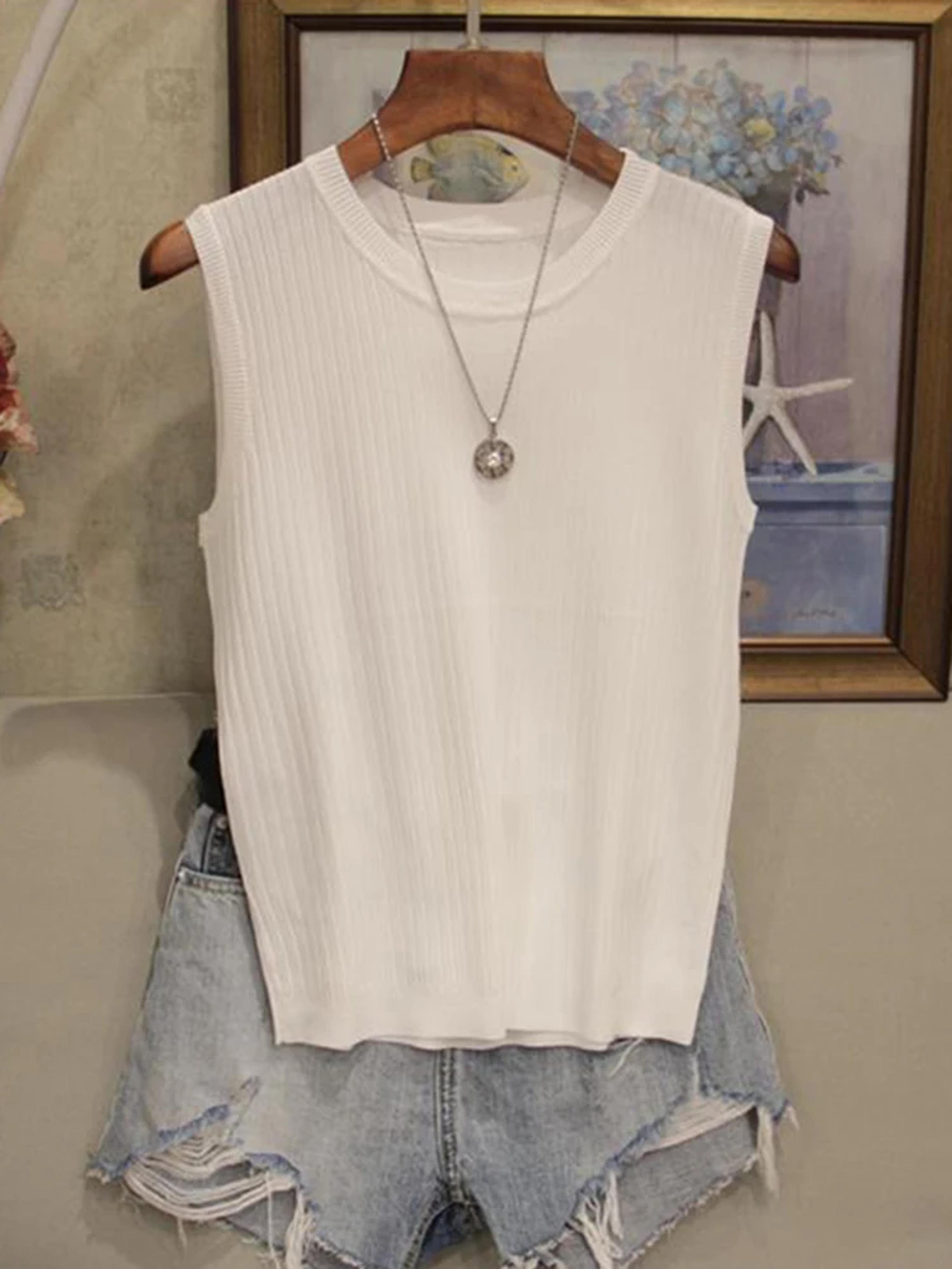 korean knitted sweater vest women's sleeveless knit top lightweight summer pullover