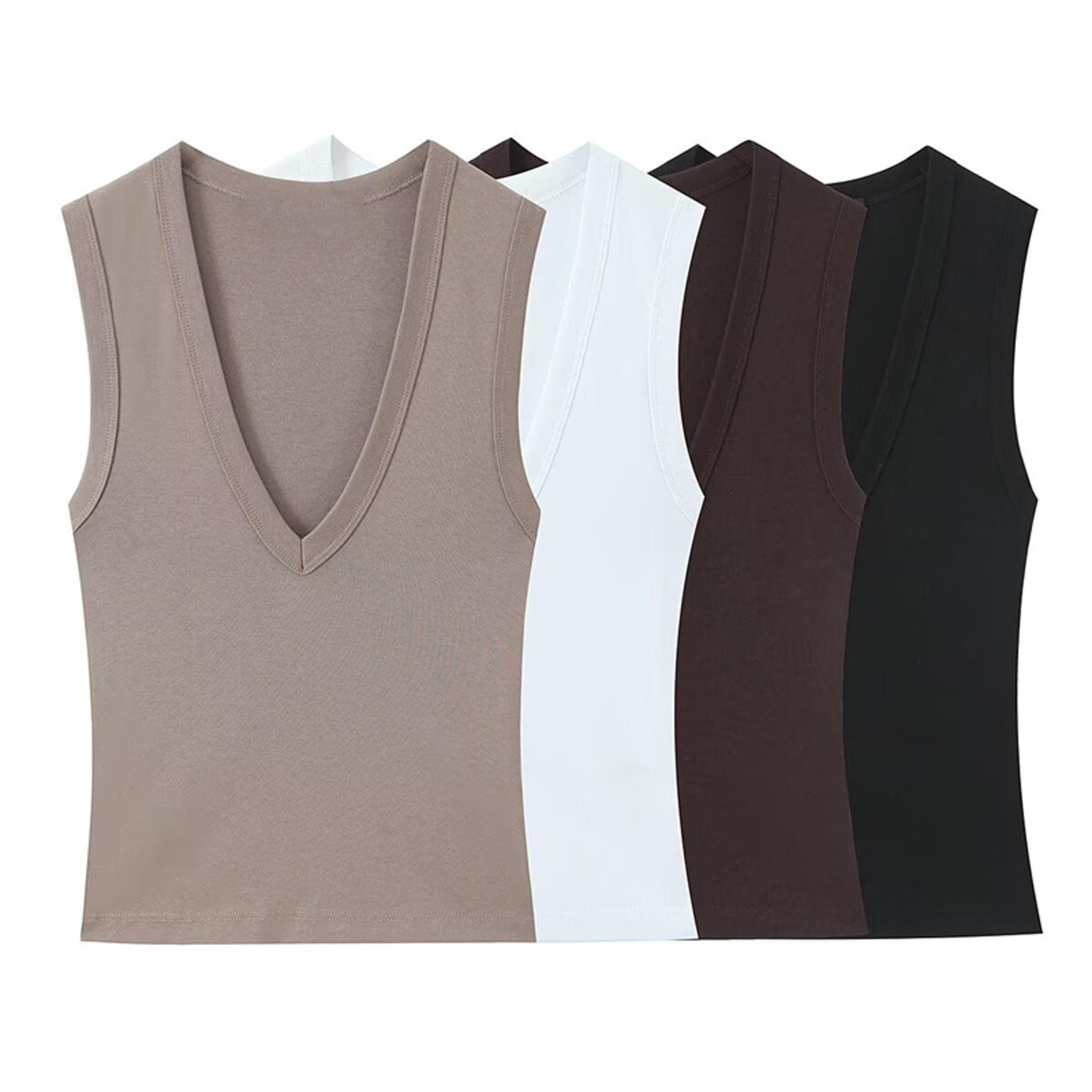 women's sleeveless v neck top slim fit basic tank for casual spring summer wear