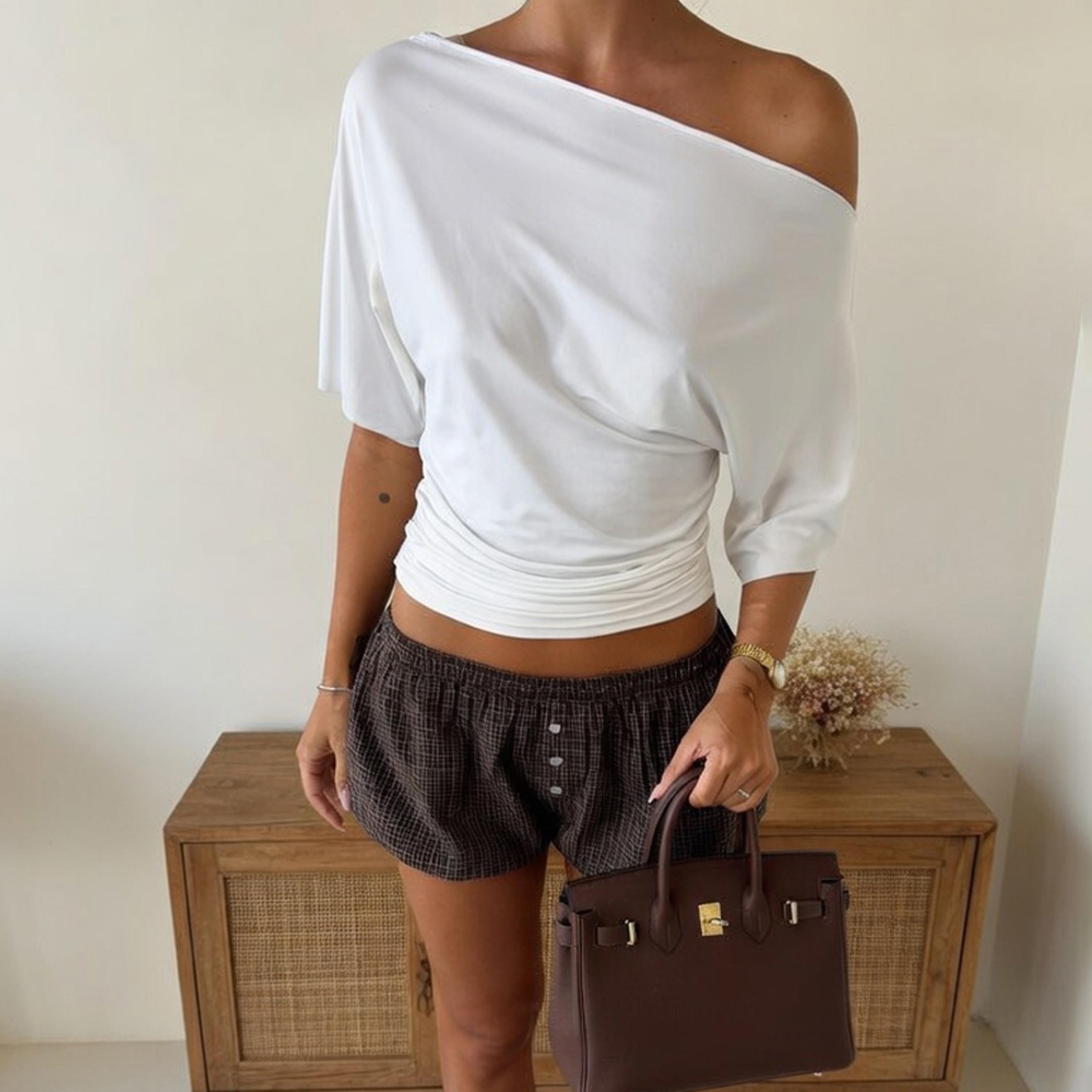one shoulder y2k slim fit party crop top for women