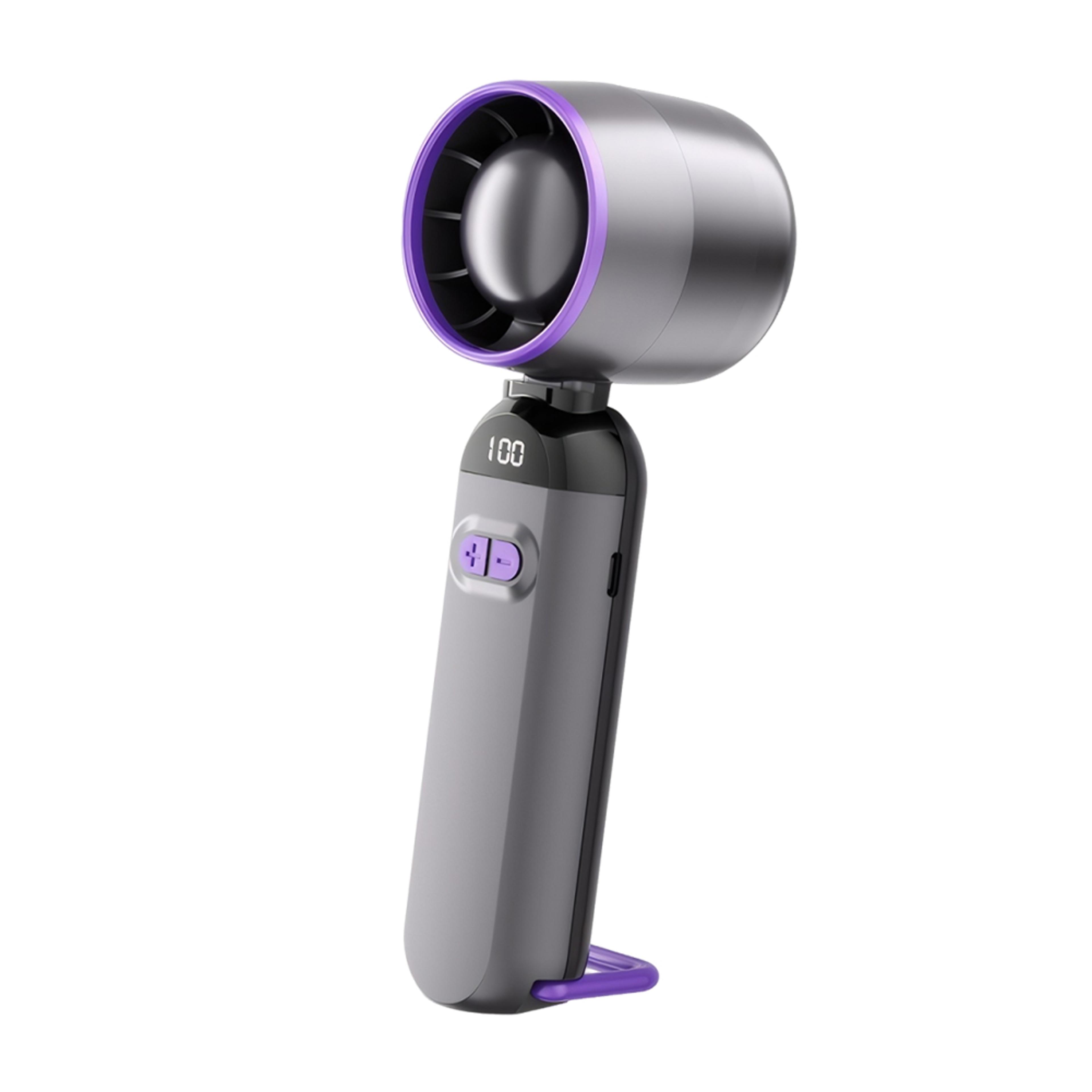 portable handheld turbo fan with led display usb rechargeable folding cooling fan