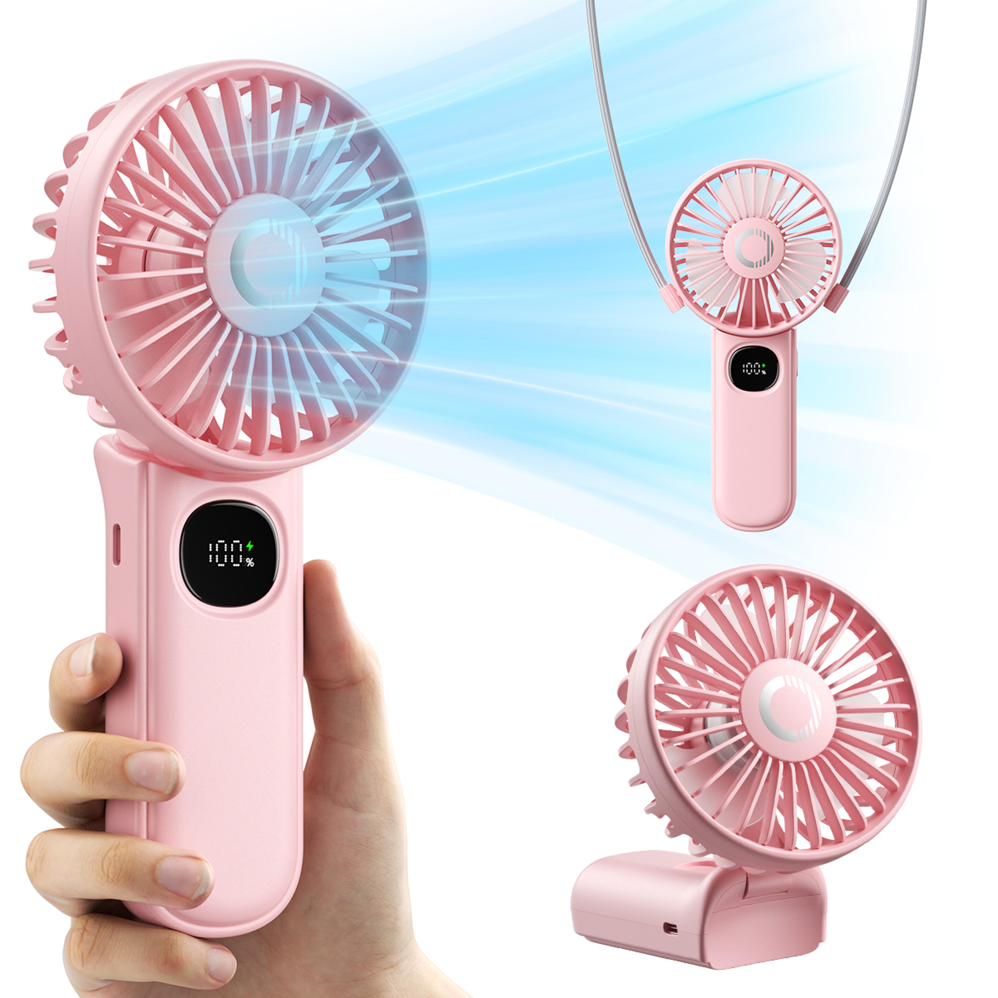 foldable handheld fan with led display rechargeable portable fan for travel & outdoors