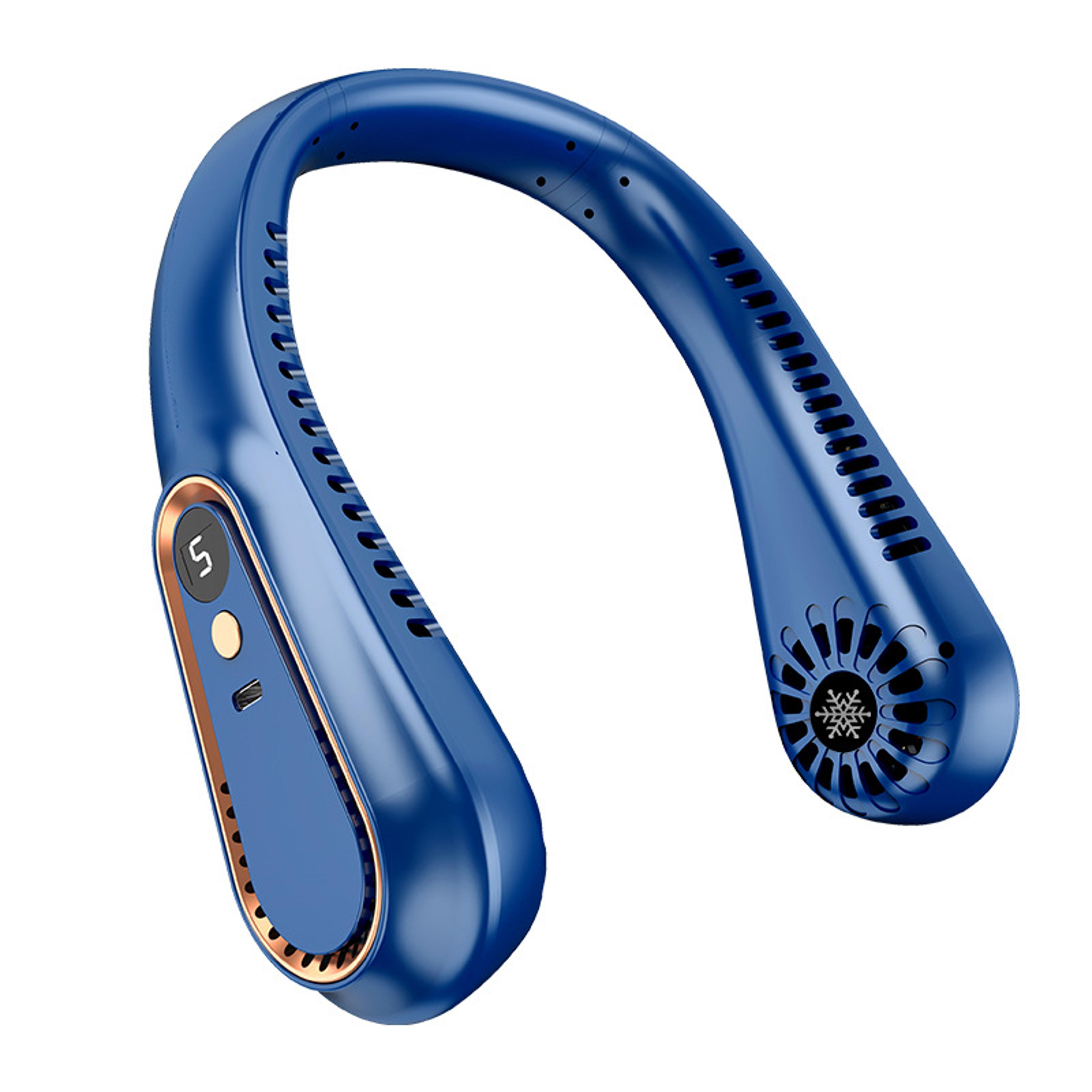 portable neck hanging fan with digital display usb rechargeable hands free personal cooling fan
