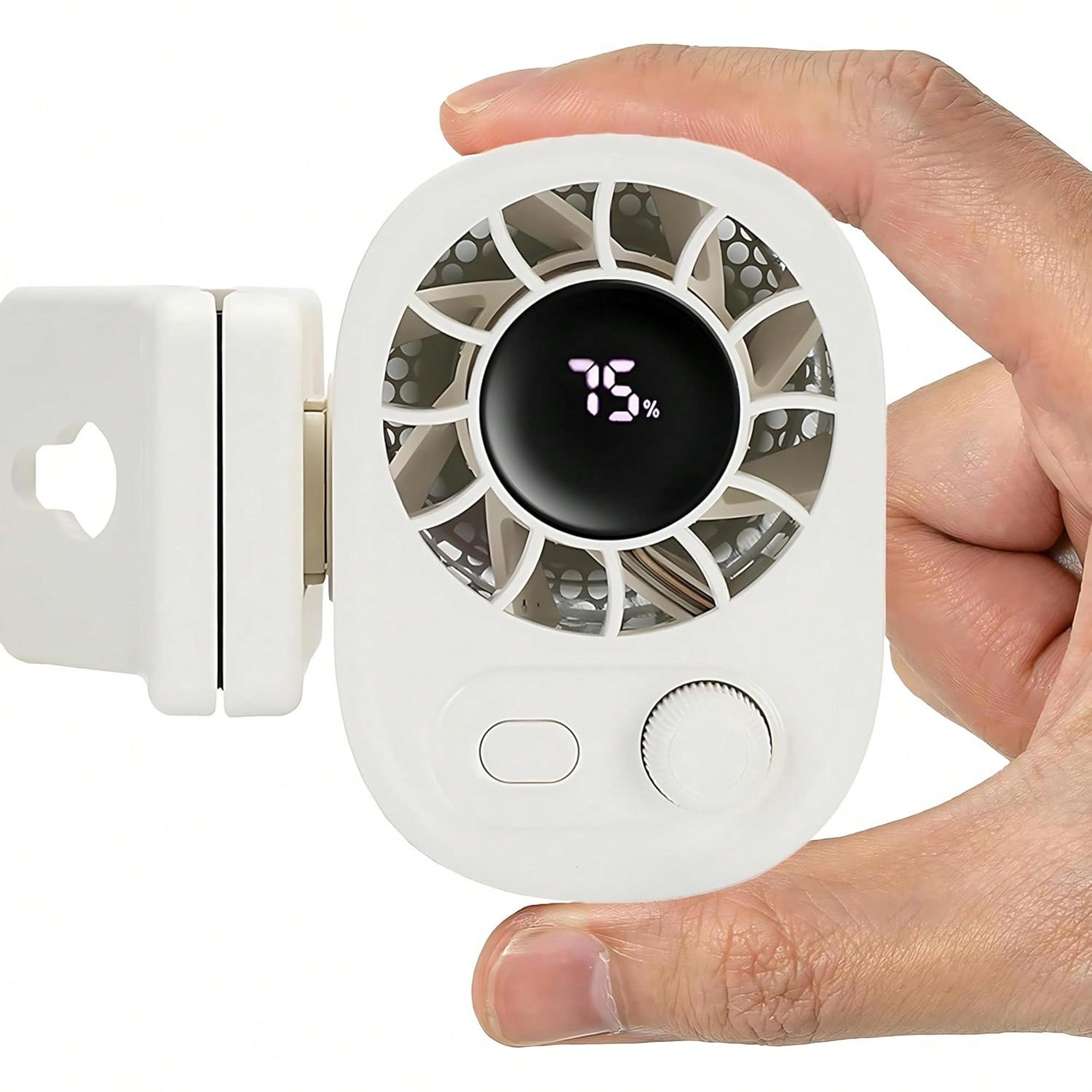 waist clip fan portable rechargeable hands free cooling fan with led display & speed settings