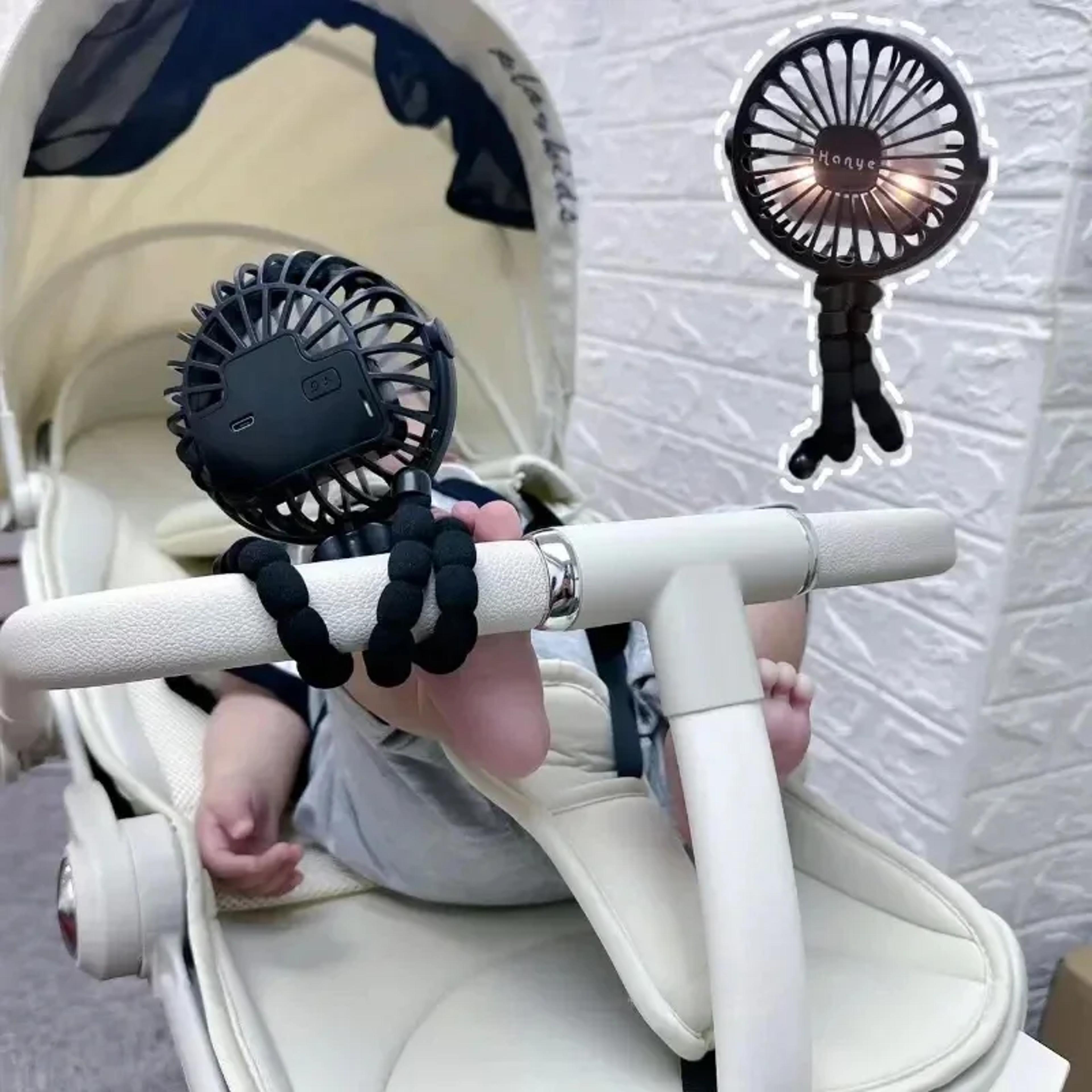 portable handheld fan usb rechargeable stroller fan with flexible tripod