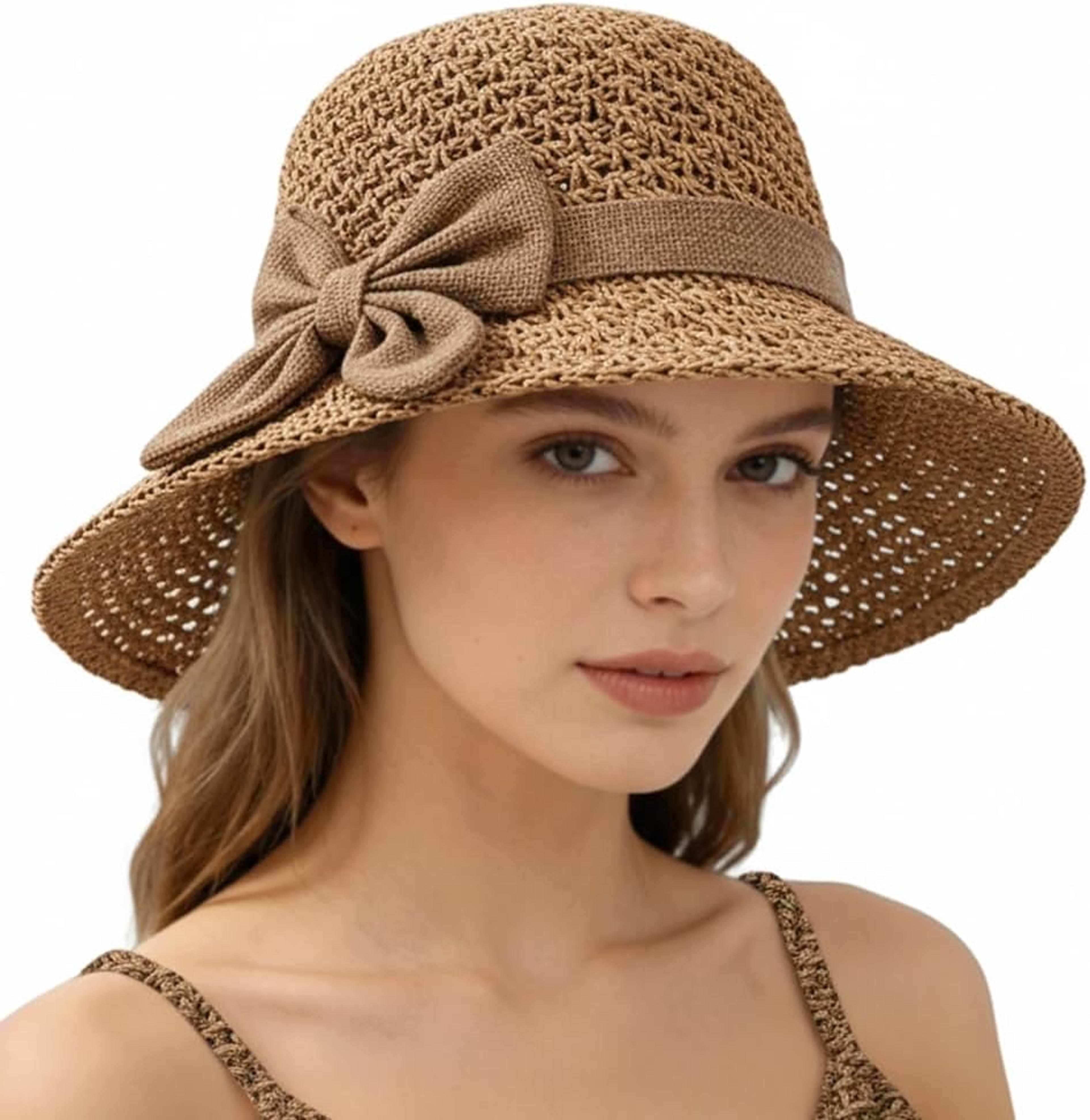 elegant wide brim straw hat for women beach sun hat for summer travel & vacation