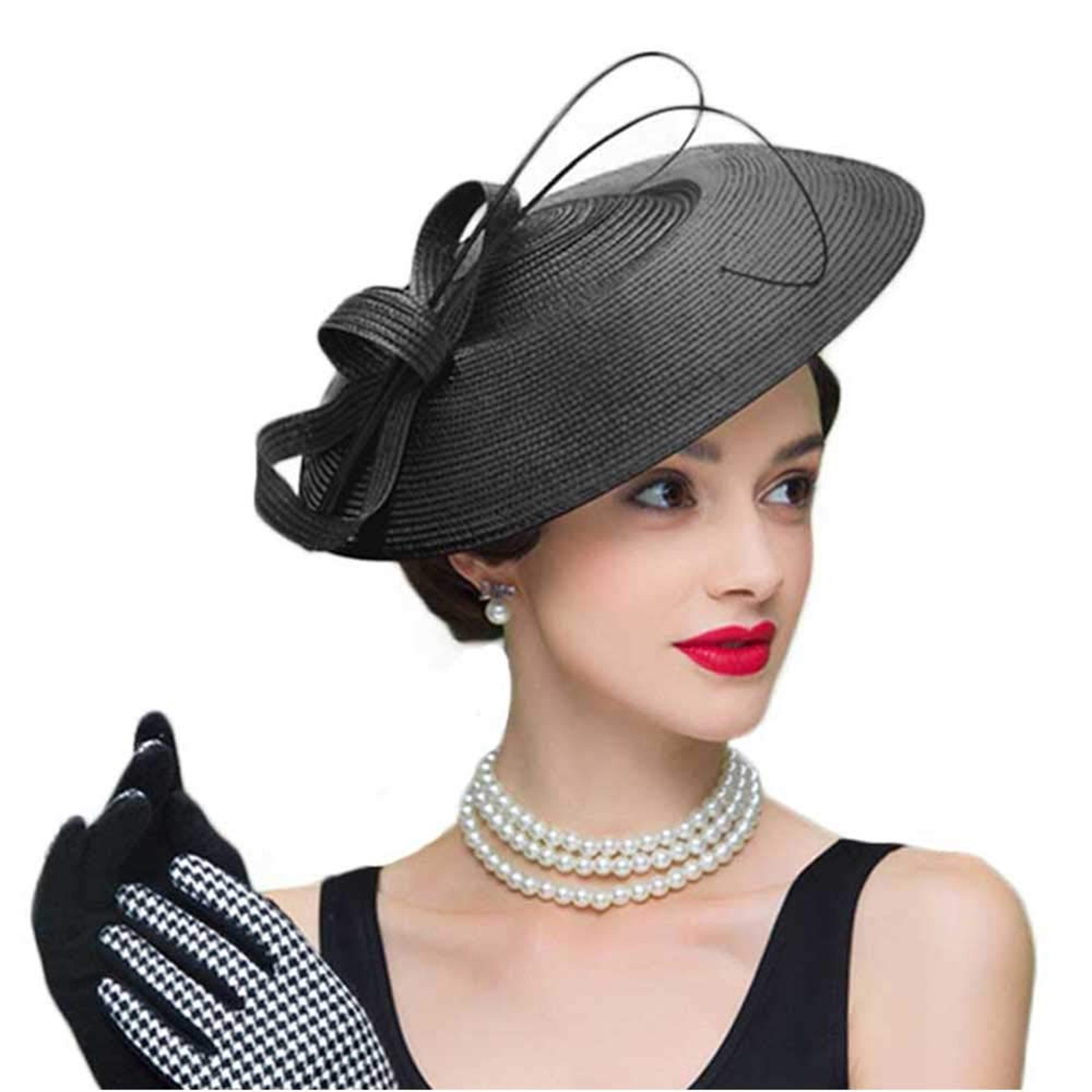 elegant kentucky derby hat wide brim fascinator for weddings, tea parties & special occasions