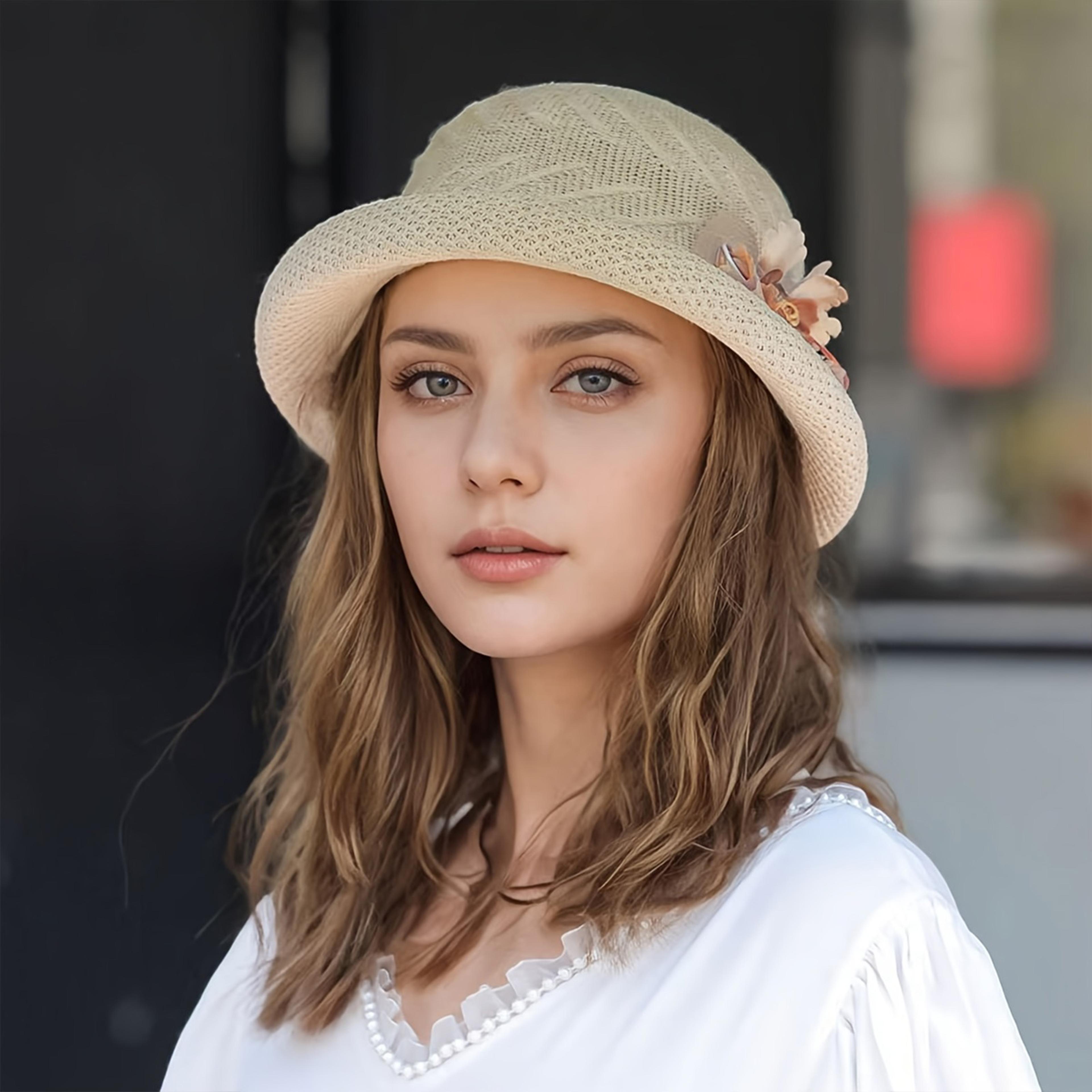 summer sun hat floral bucket hat for women with rolled brim uv beach travel cap