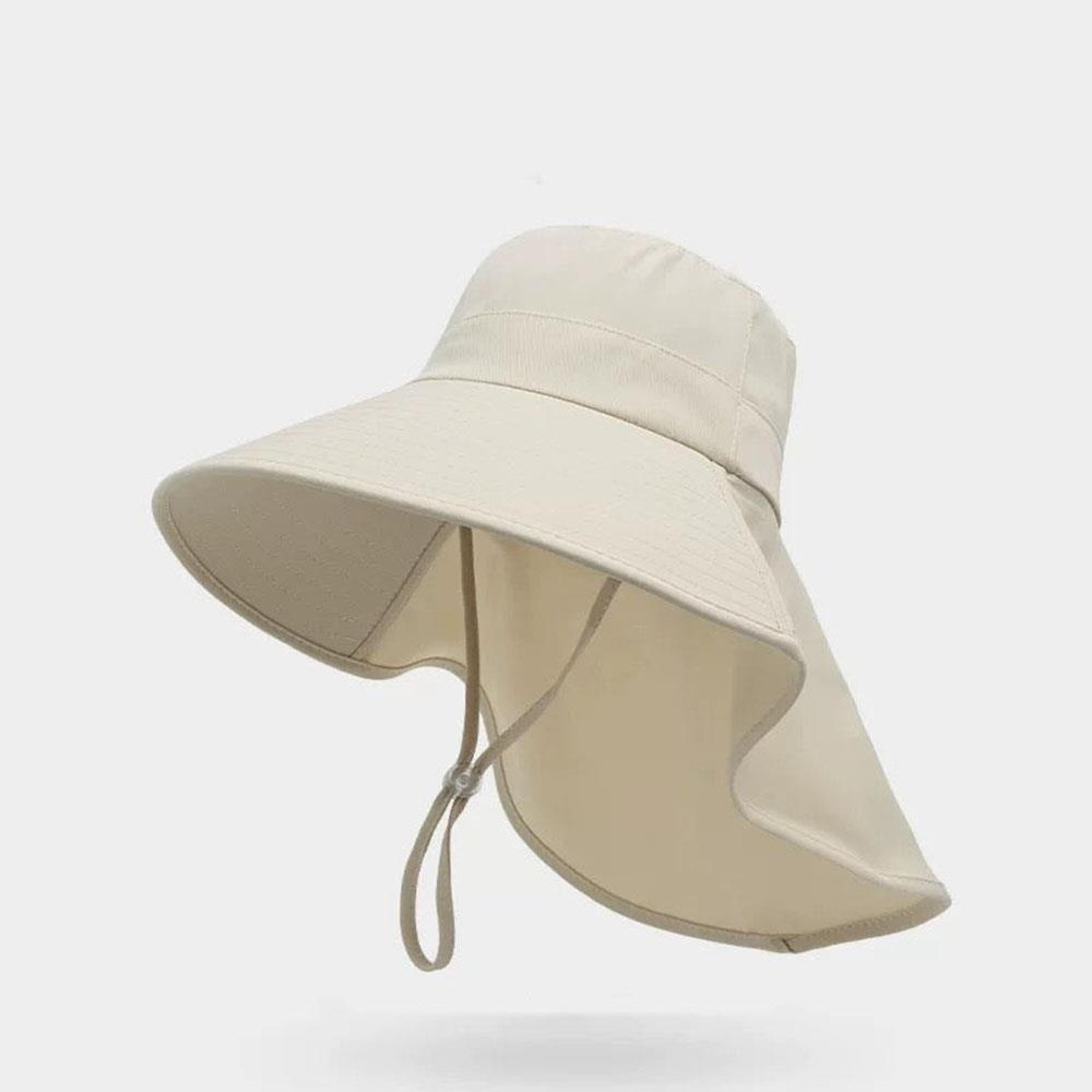 wide brim sun hat with neck flap adjustable uv protection hat for hiking, fishing & travel
