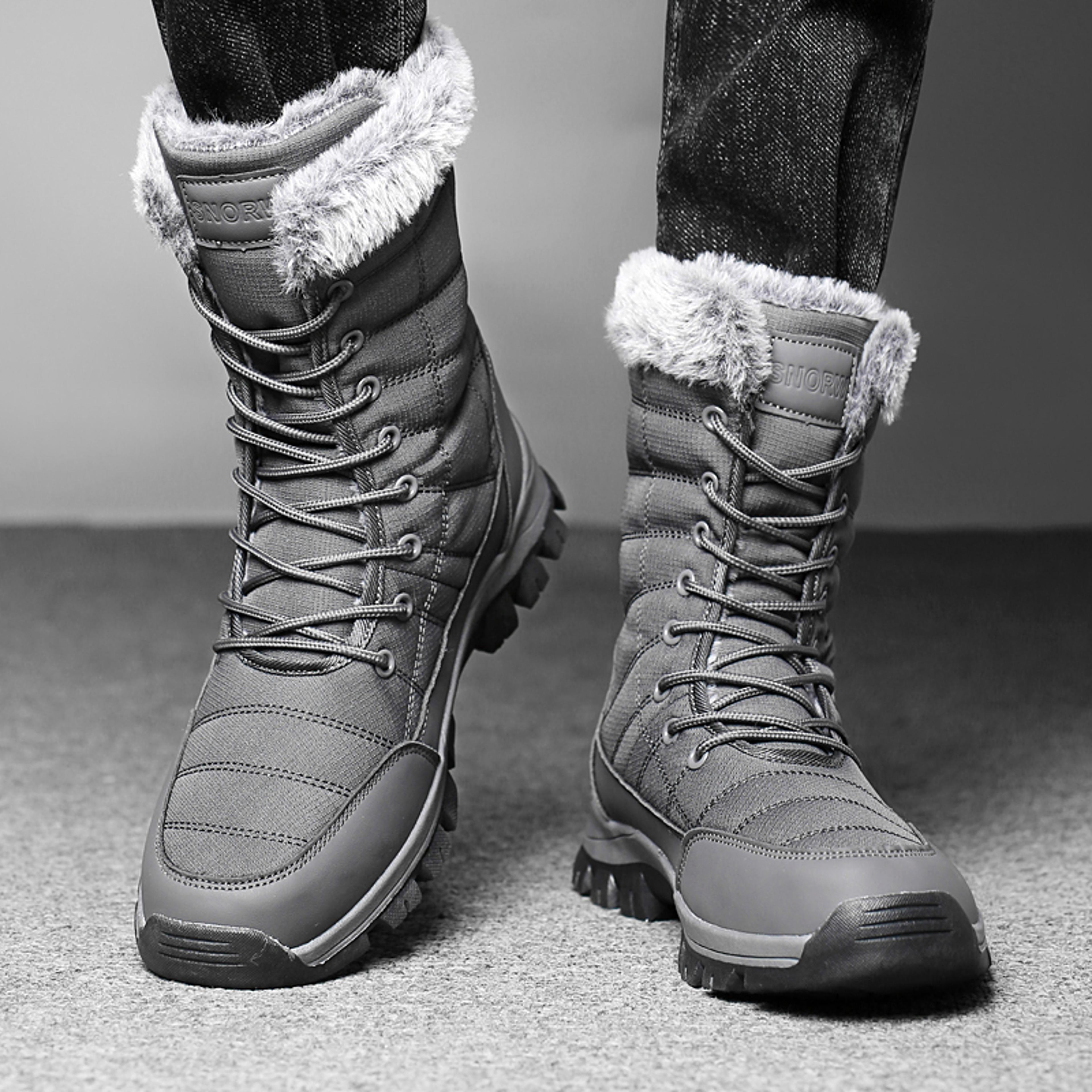 winter men's snow boots, warm plush anti-slip outdoor hiking boots, women's mid-length couple sports shoes