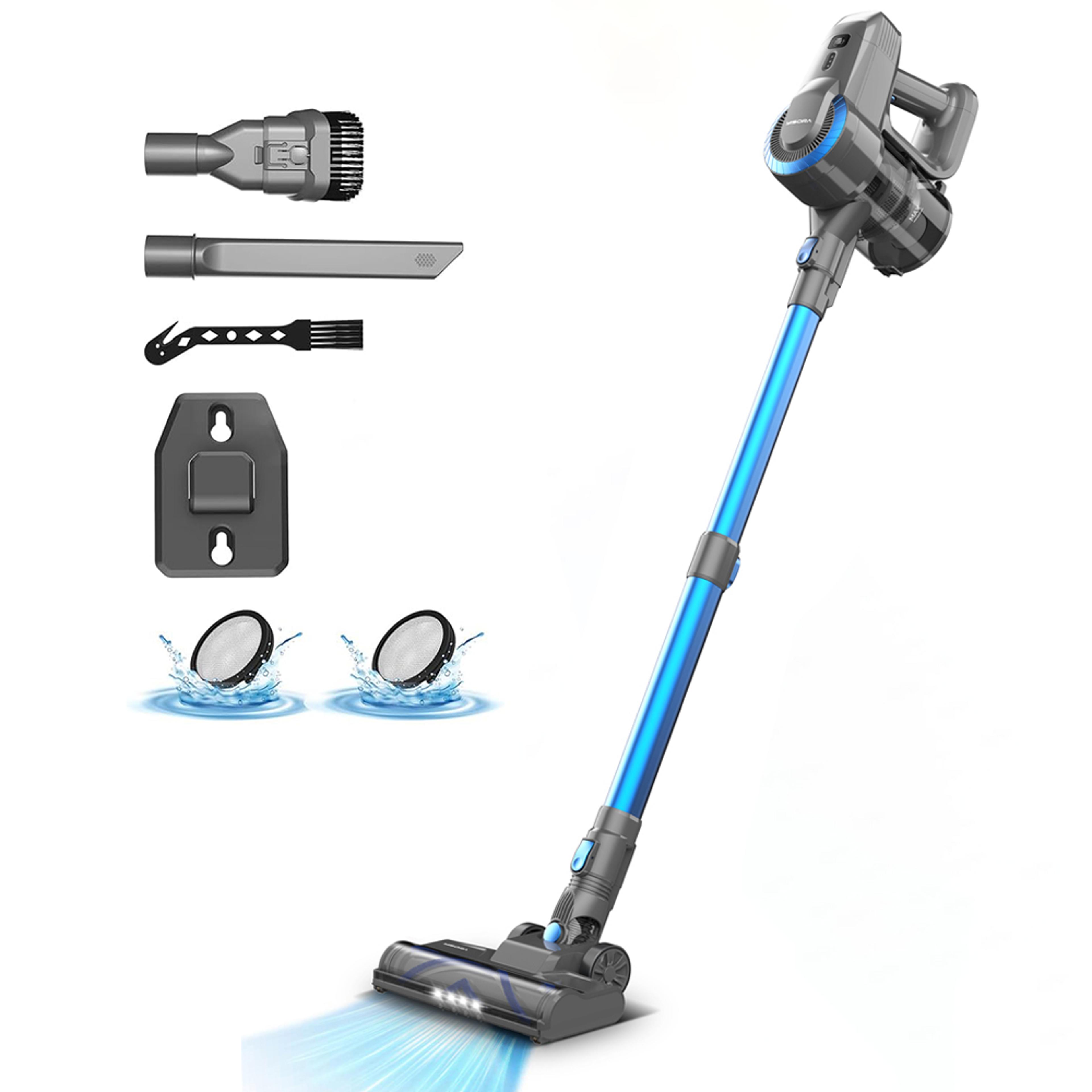 cordless upright vacuum cleaner, ultra lightweight stick vacuum for carpet, hard floor, car, pet hair