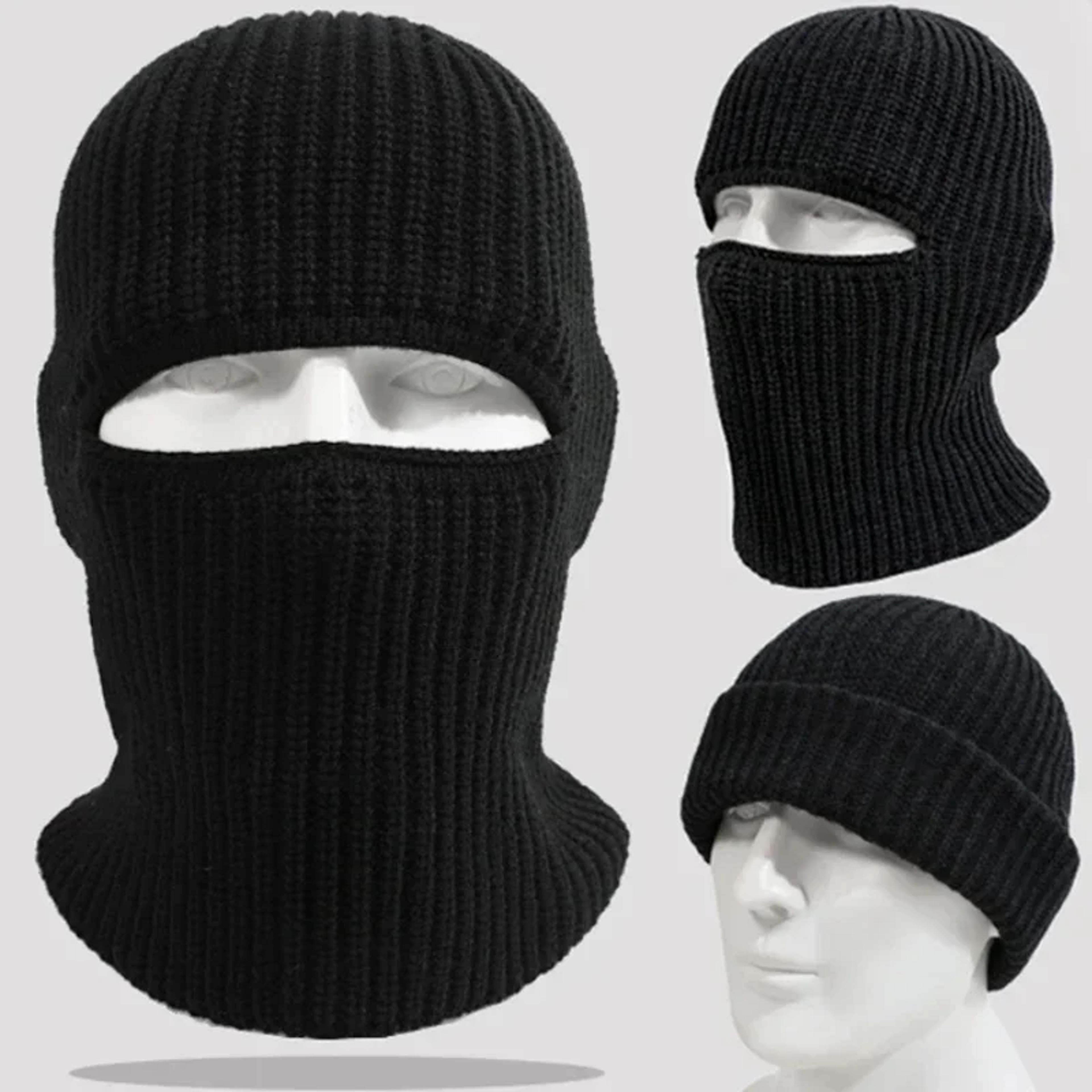 knitted thicken winter 2-in-1 mask beanies hat, ski balaclava full face mask, thermal windproof coldproof running hat