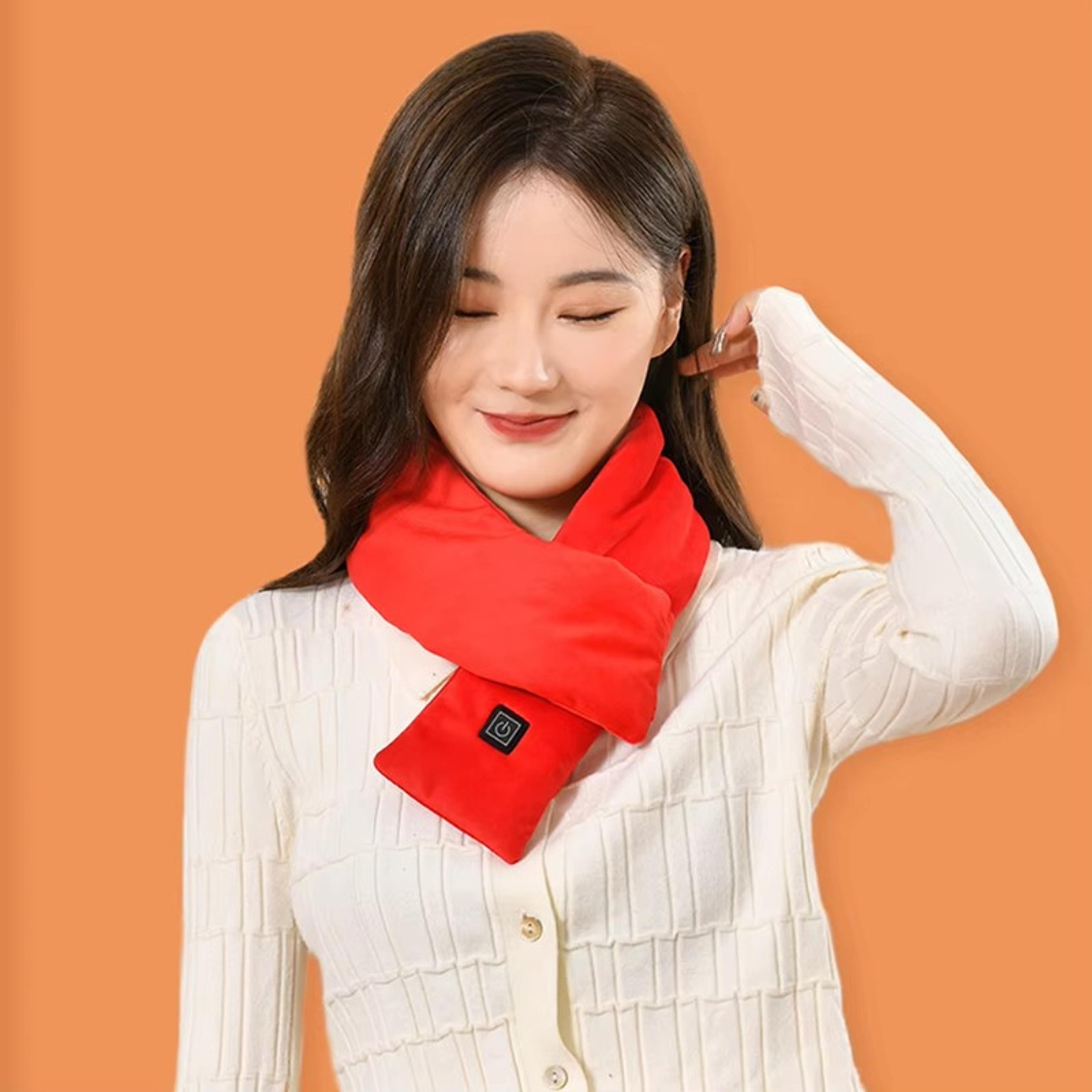 usb heating scarf for women and men, temperature control fleece electric neck warmer, washable winter wrap