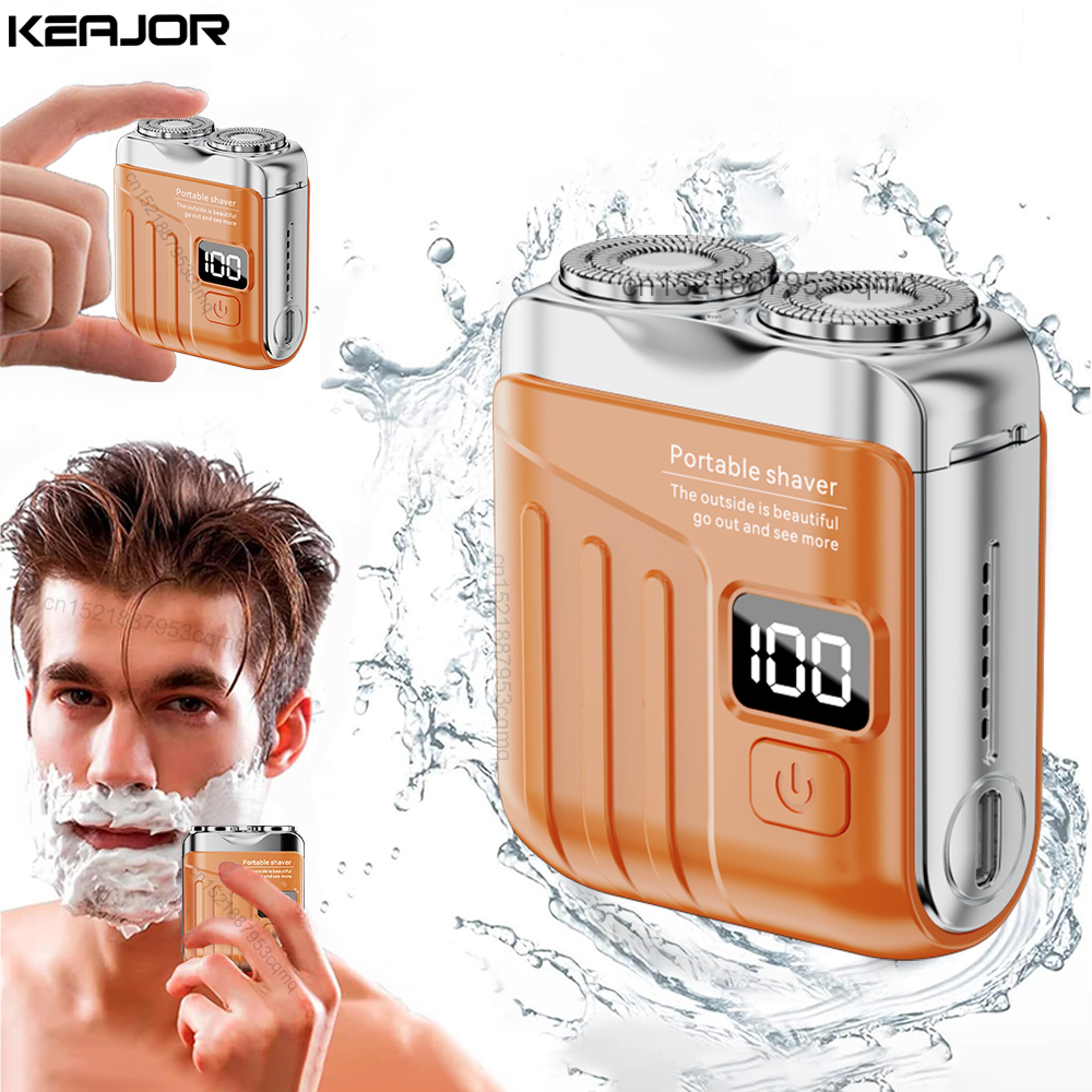 rechargeable electric razor for men, portable beard trimmer, digital display travel shaver
