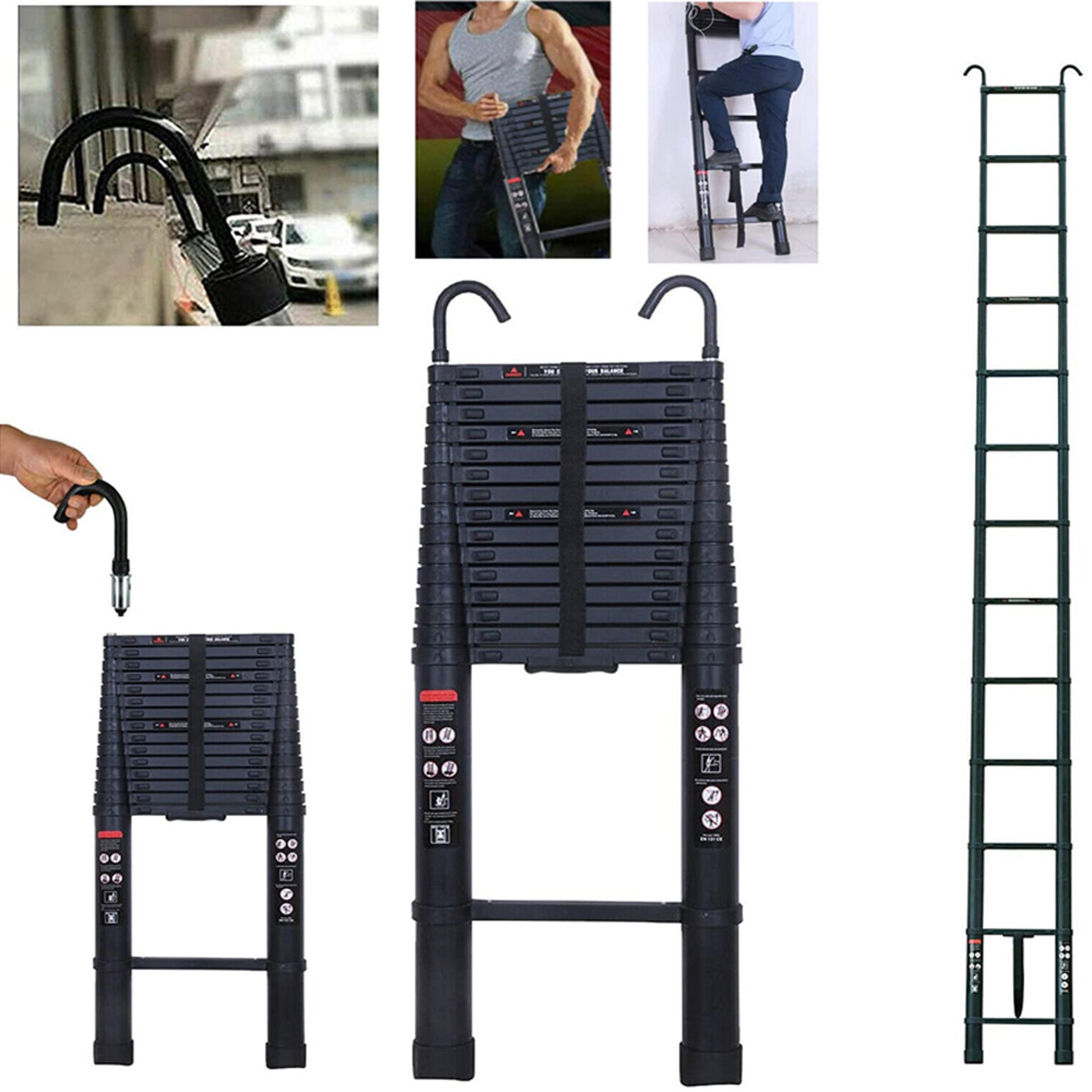 aluminum extending roof ladder, heavy duty telescopic ladders with hooks, indoor outdoor multi purpose ladder