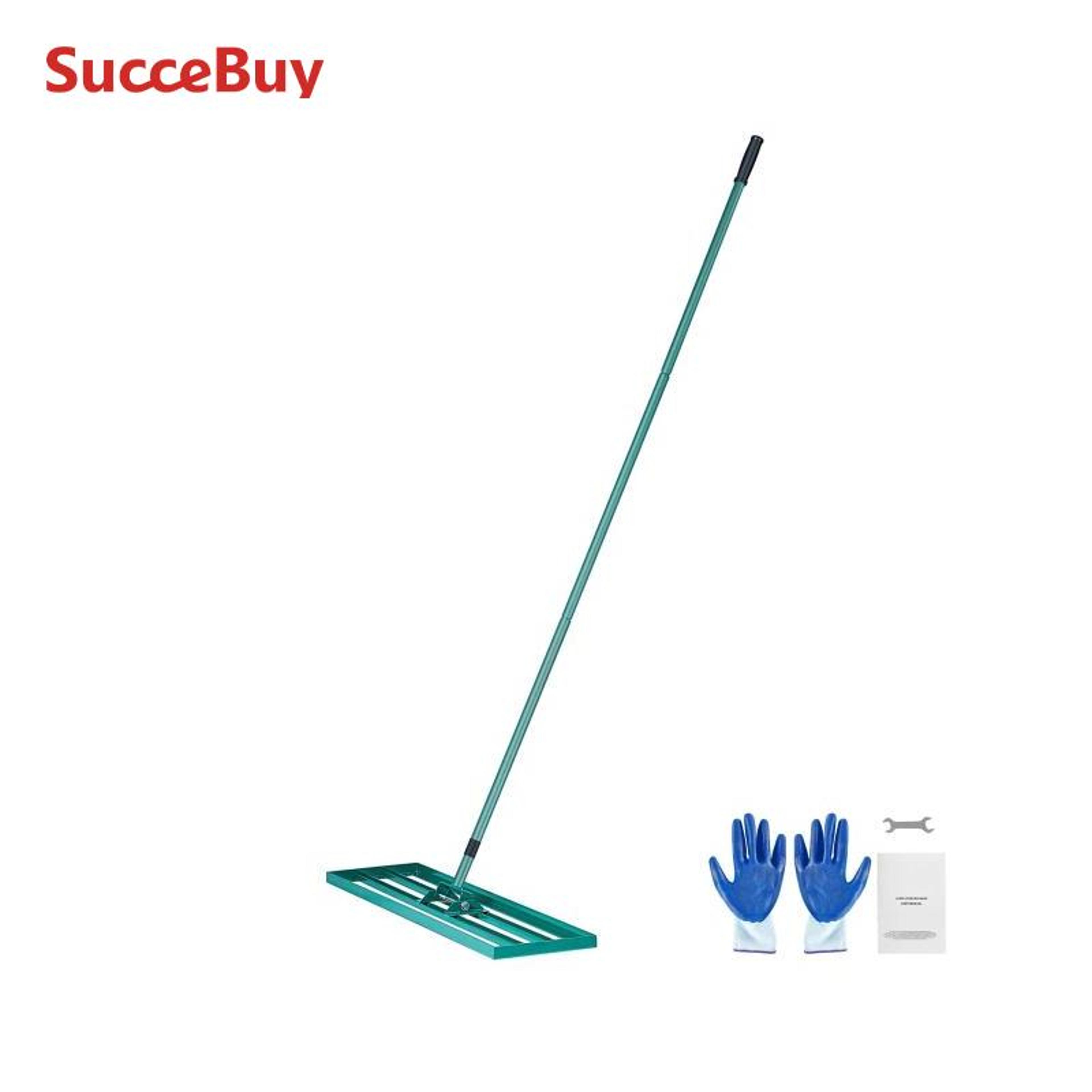 heavy duty lawn leveling rake, steel extended handle lawn leveler for garden, golf lawn, farm care
