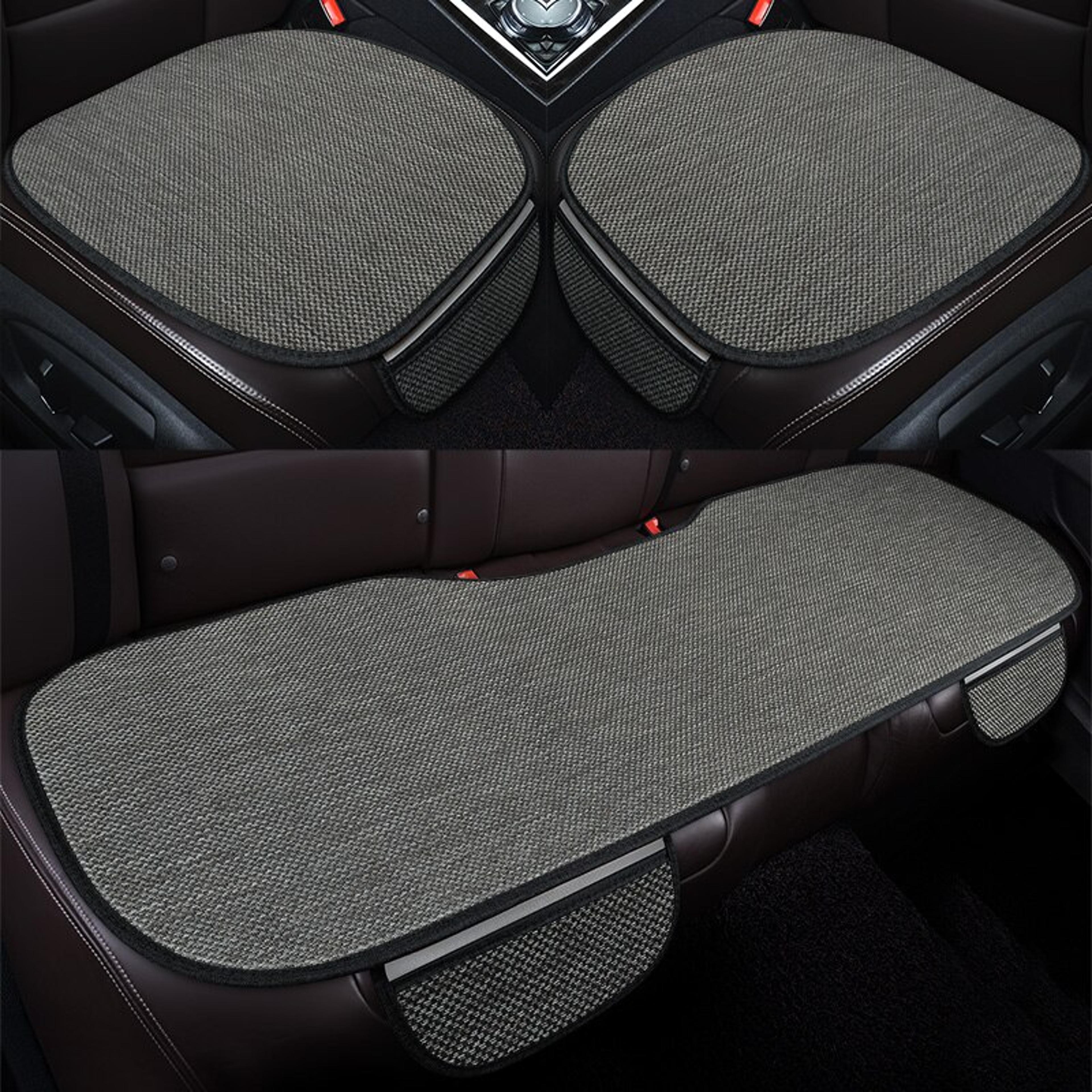 burlap car seat cushion three piece set, natural fiber auto seat protection kit