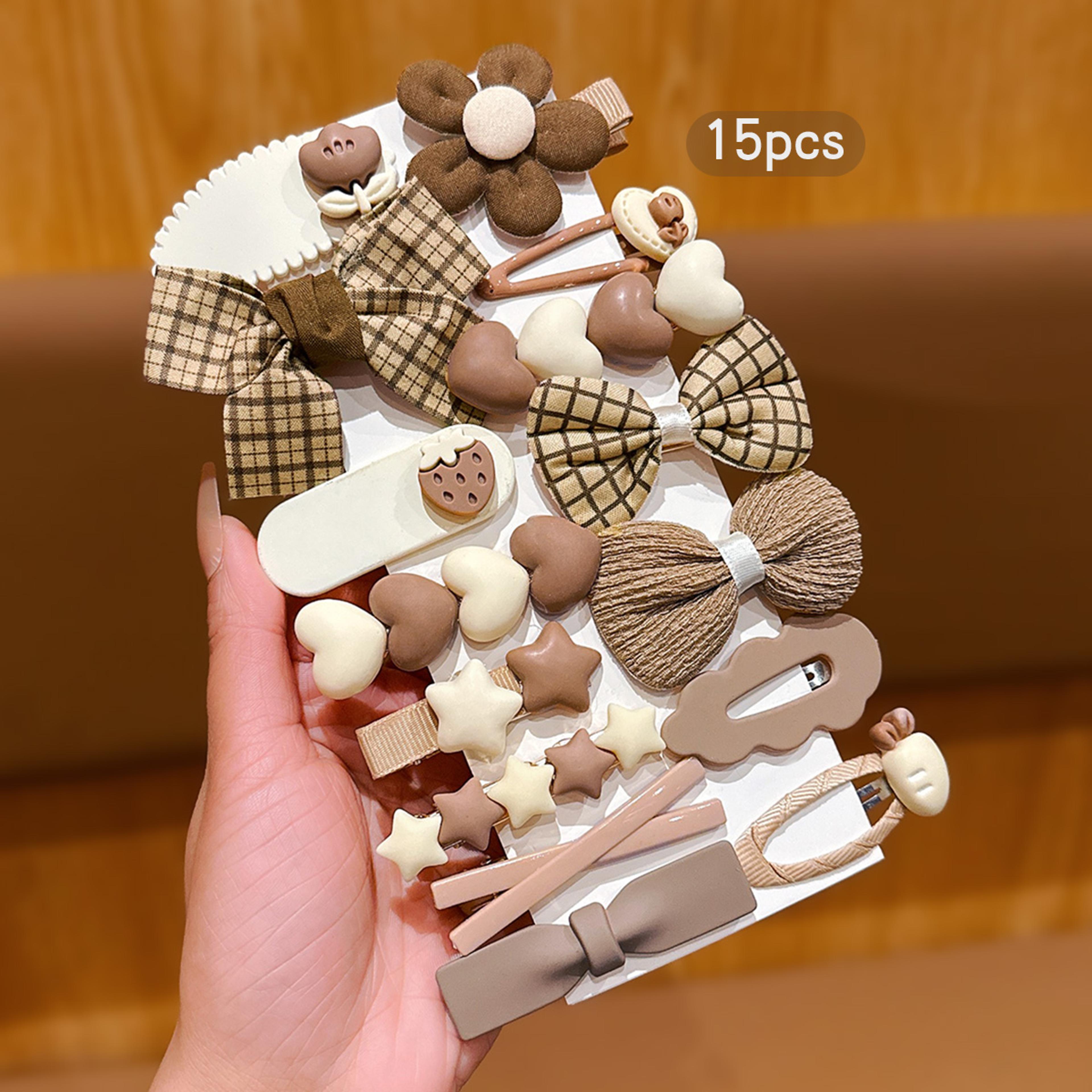 simple coffee colored bow hair clips for daily use, minimalist hair accessories for women