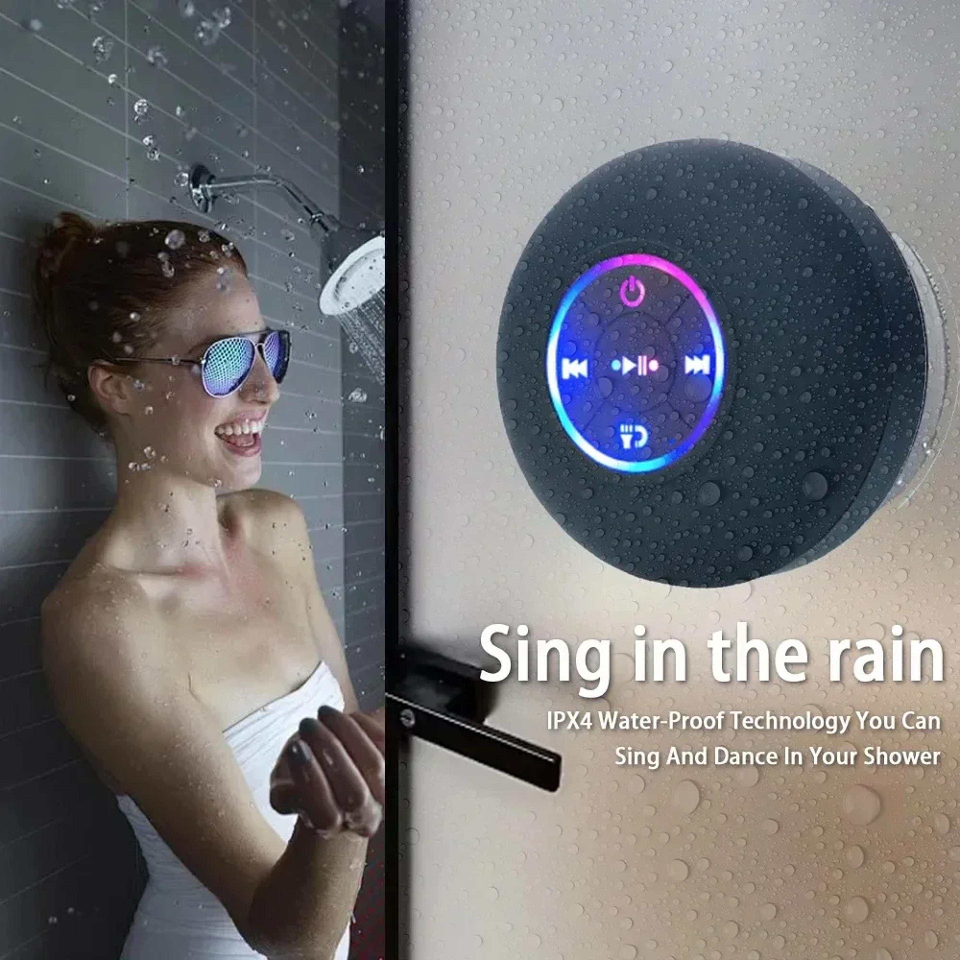 led lights bathroom outdoor, portable bluetooth audio ipx4 waterproof, large suction cup wall speaker