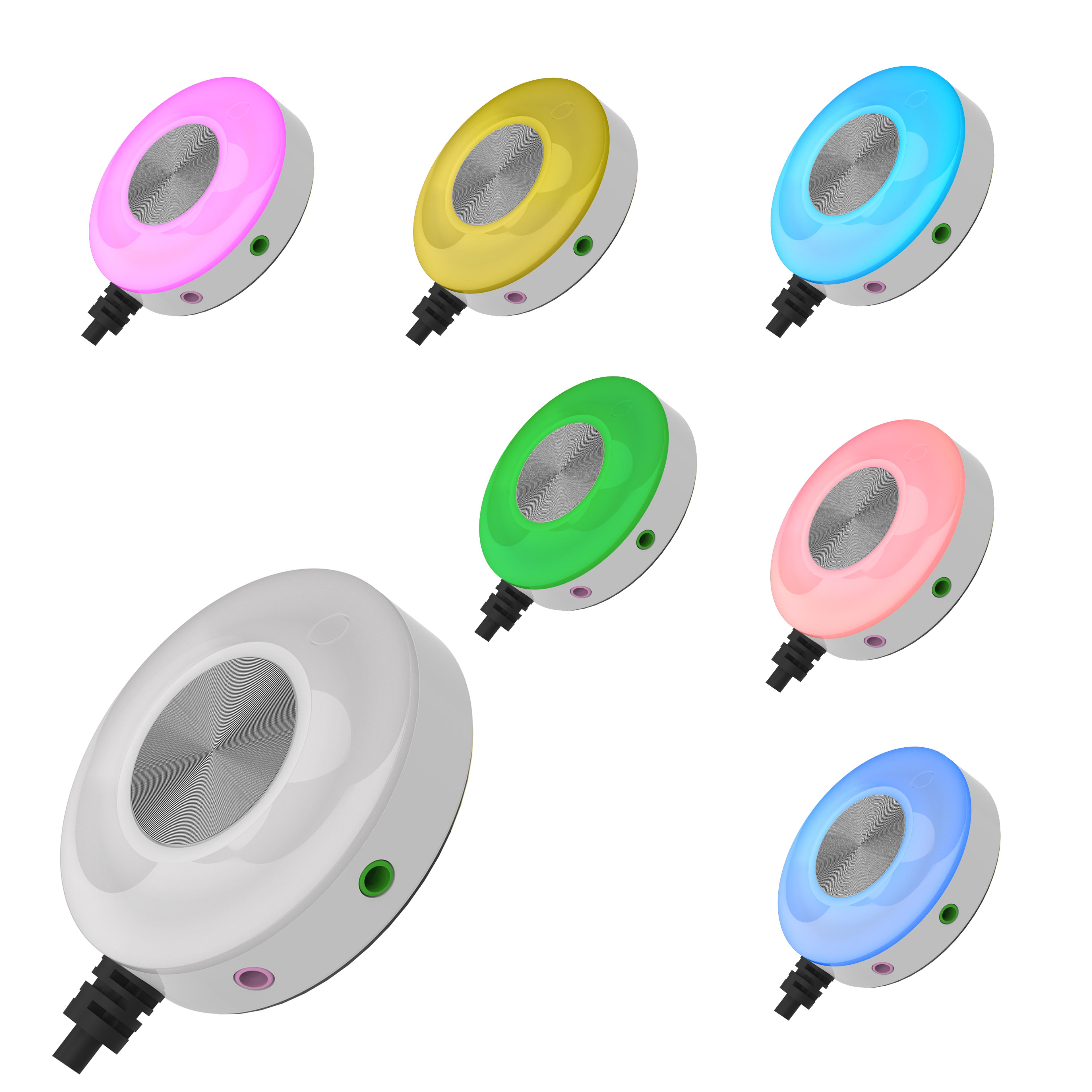 rgb computer desktop switch button, 6-color with dual usb audio and adhesive start button