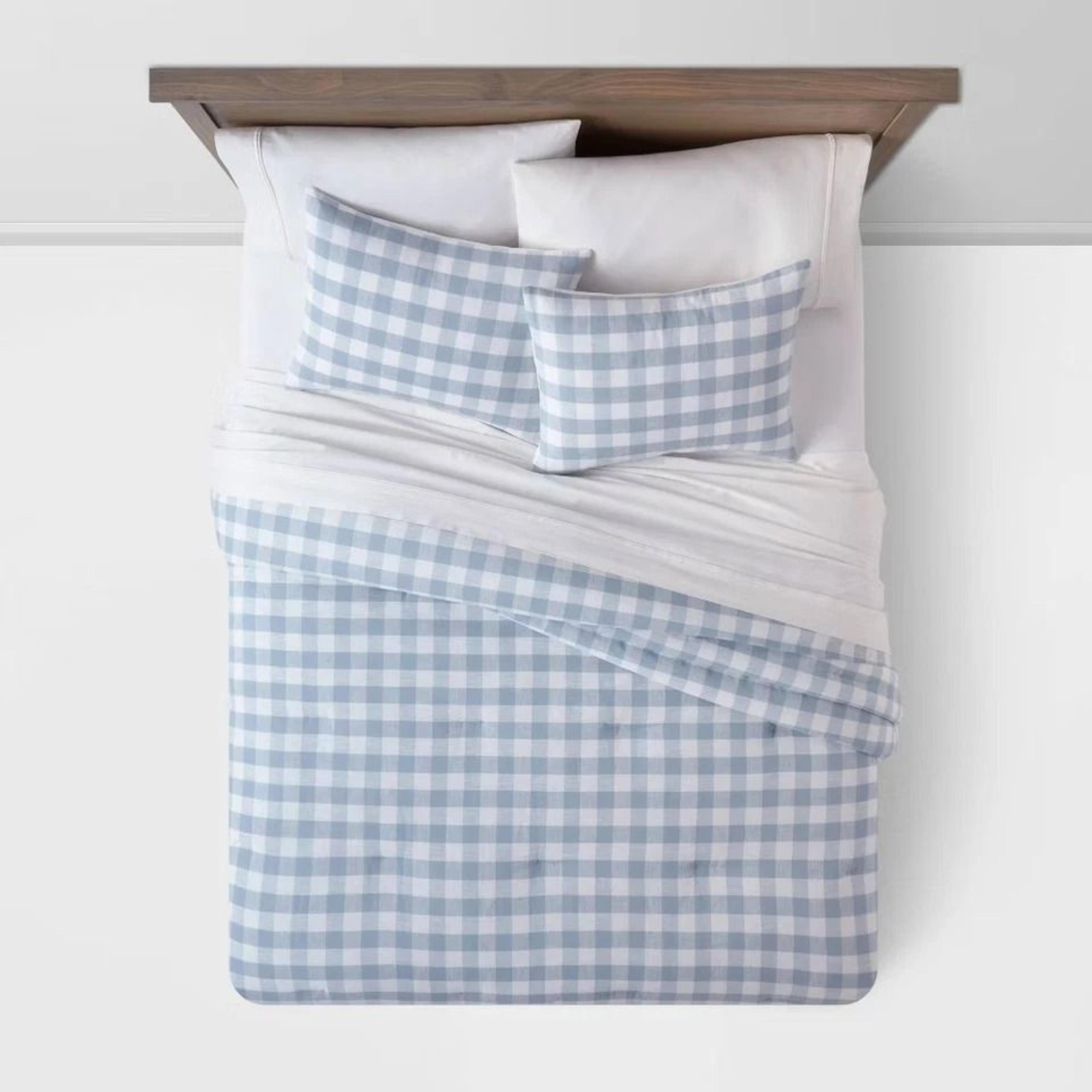 cotton gingham comforter set, threshold all-season comfort, breathable comforter & pillow shams